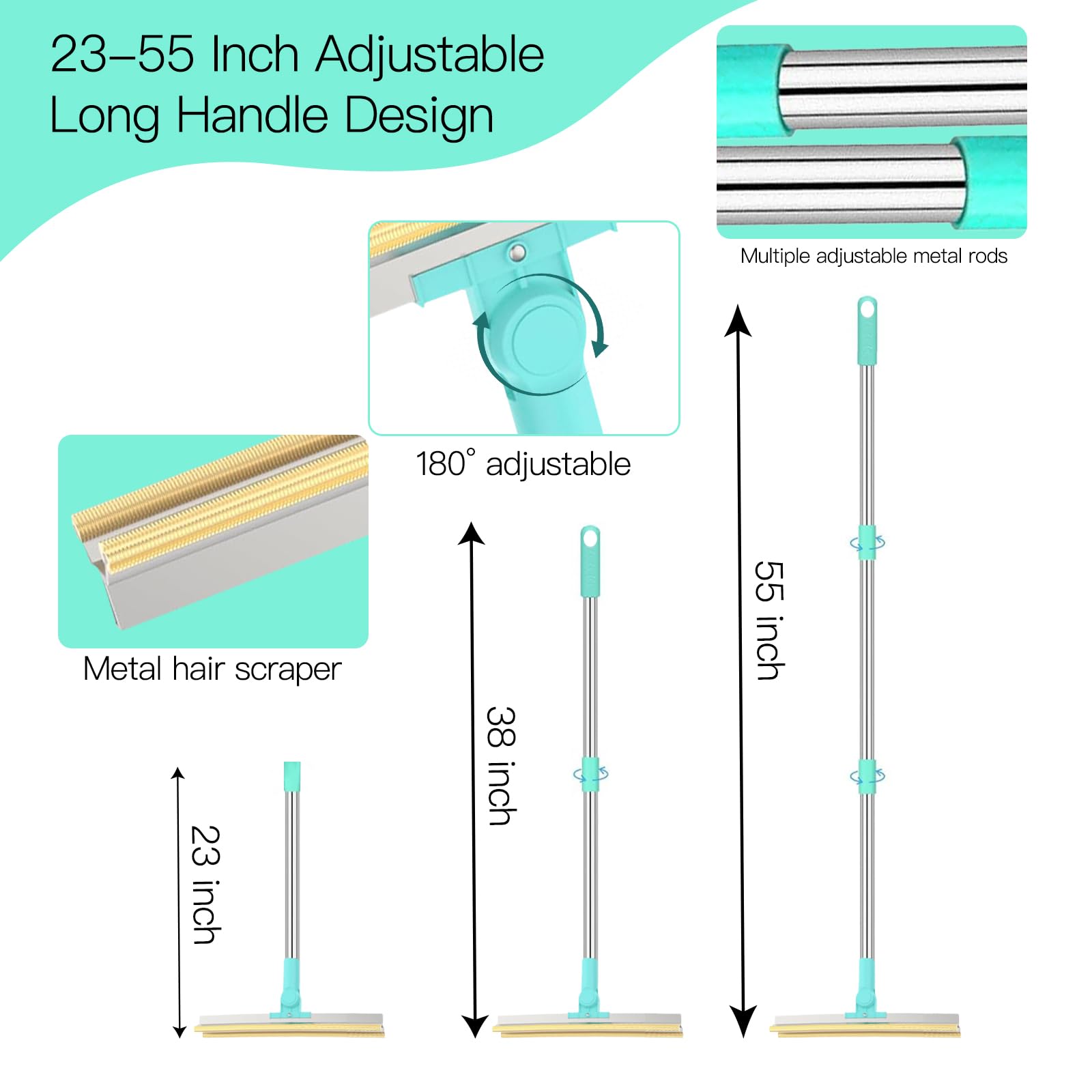 Carpet Rake for Pet Hair Removal：Upgraded 3 In 1 Reusable Carpet Scraper Pet Tool Kit, Adjustable Handle for Deep Clean Dog & Cat Hair Remover, Lint Remover Scraper for Carpets, Mats, Rugs, Car&Couch