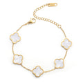 AIPPK 18K Gold Plated Clover Lucky Bracelet Dupes for Women White Flower Four Leaf Bracelets Trendy Jewelry Gifts for Women