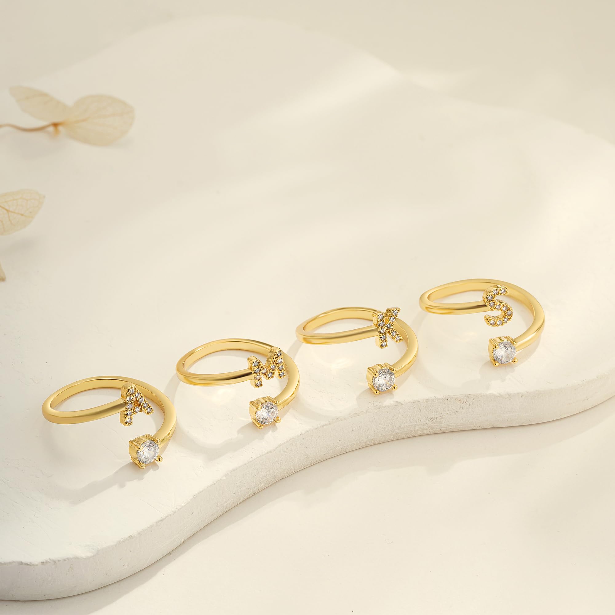 Eaciy Initial Rings for Women Girls - 14K Gold Plated H Initial Ring for Girls Age 6-8 Letter B Initial Letter Rings 10 Year Old Girl Birthday Gifts