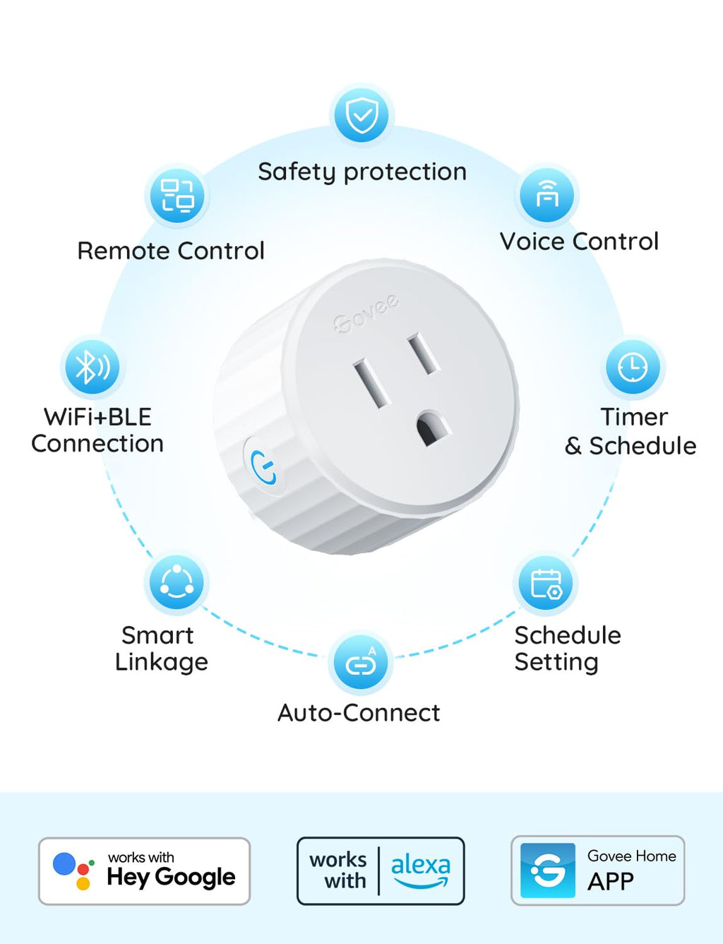 Govee Smart Plug, WiFi Plugs Work with Alexa & Google Assistant, Smart Outlet with Timer & Group Controller, WiFi Outlet for Home, No Hub Required, ETL & FCC Certified, 2.4G WiFi Only, 4 Pack