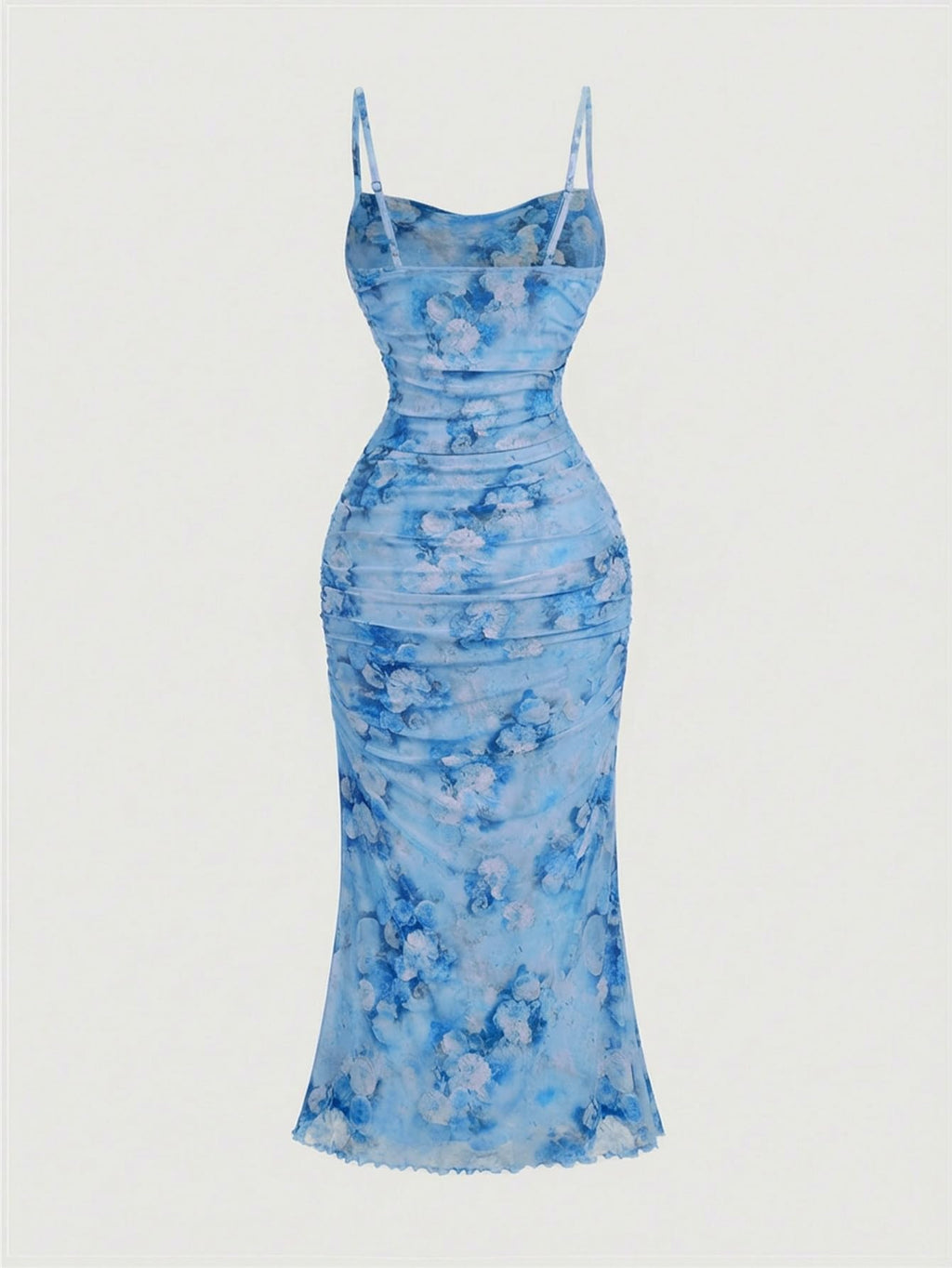 GORGLITTER Women's Floral Spring Summer Wedding Guest Dress Bridal Shower Cocktail Tea Party Beach Midi Sun Dress 2026 Blue Floral Print Small