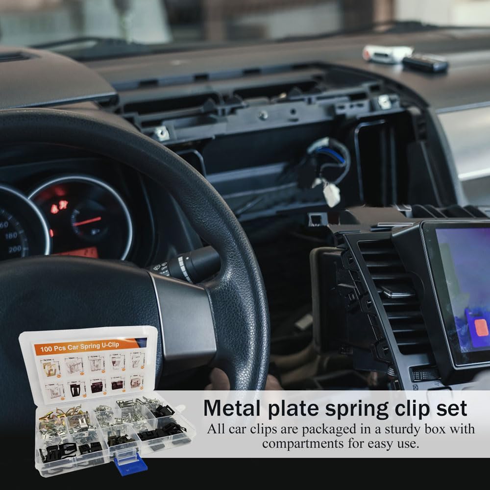 Tecledsn 100Pcs 10 Sizes Auto Car U-Clip Metal Trim Panel Spring Clip Trim Moulding Clip Kit 4A0-867-276A Replacement for Most Cars