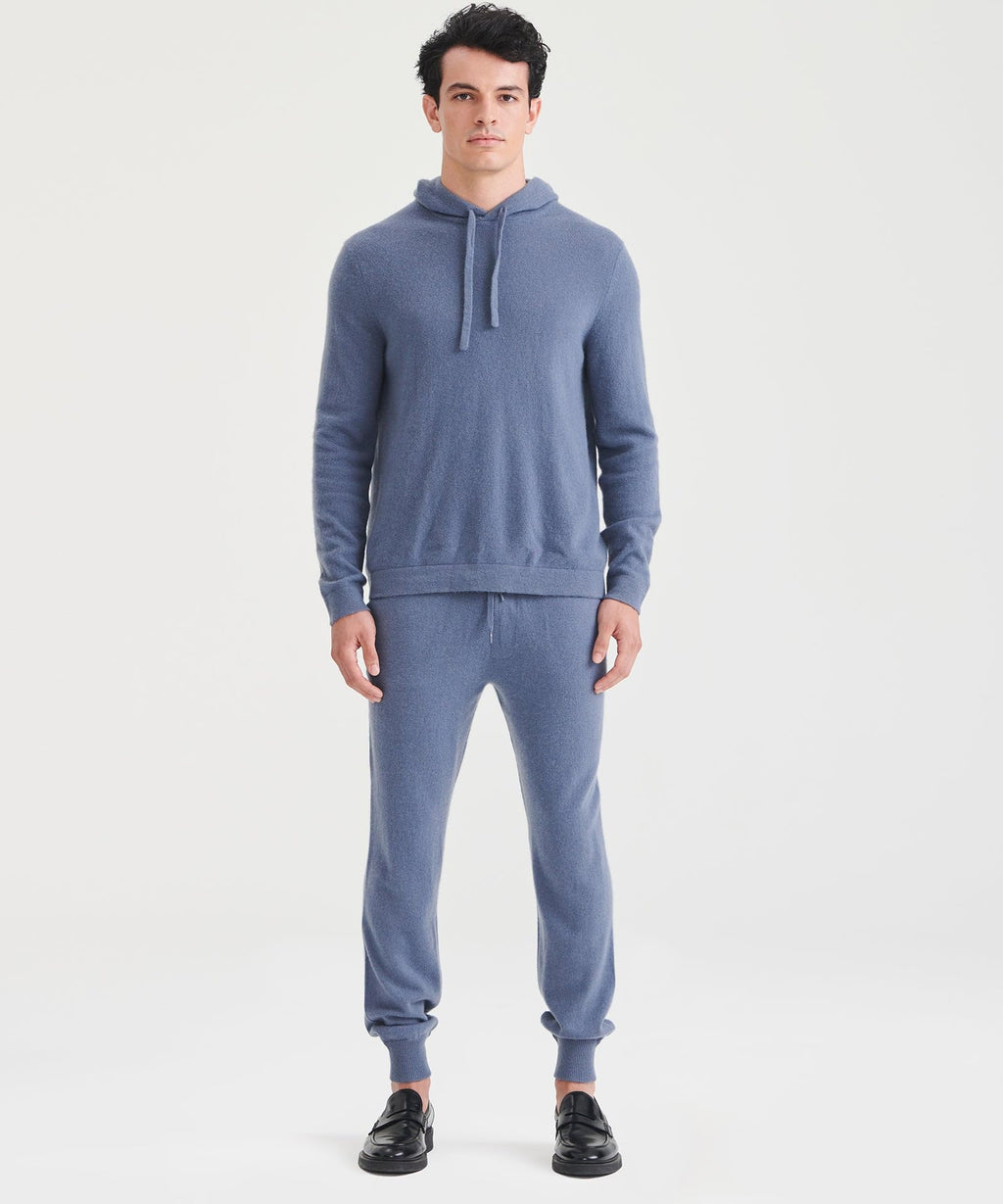 NAADAM Mens The Off-Duty Cashmere Hoodie Slate Blue