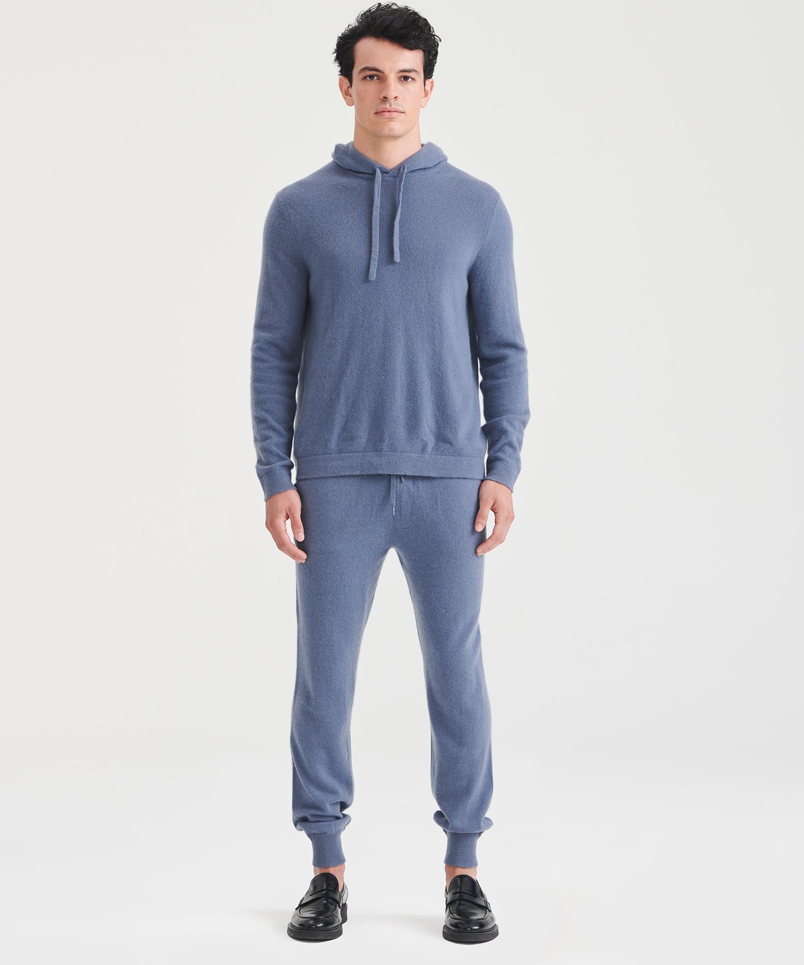 NAADAM Mens The Off-Duty Cashmere Hoodie Slate Blue