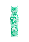 PRETTYGARDEN Summer Wedding Guest Dresses for Women 2026 Spaghetti Strap Mesh Bodycon Beach Vacation Floral Maxi Long Dresses (Floral White Light Green,X-Large)