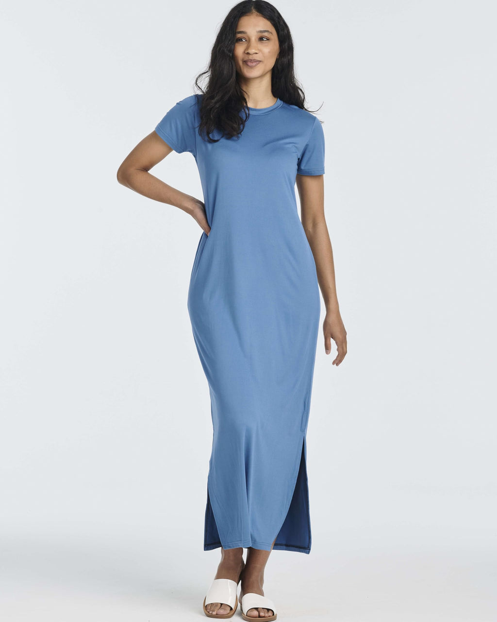 Real Essentials 3 Pack Women’s Casual Short Sleeve Maxi T-Shirt Dress with Slit - Set 1, M