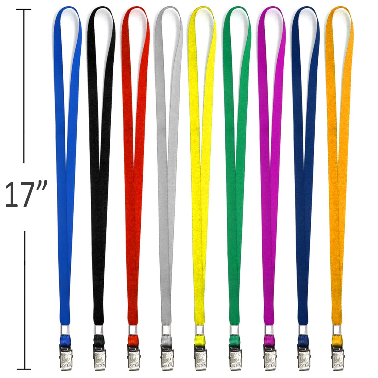 Beebel Black Lanyards 100 Pack Nylon Flat Badge Lanyard Bulldog Clip for Id Badge Name Tags