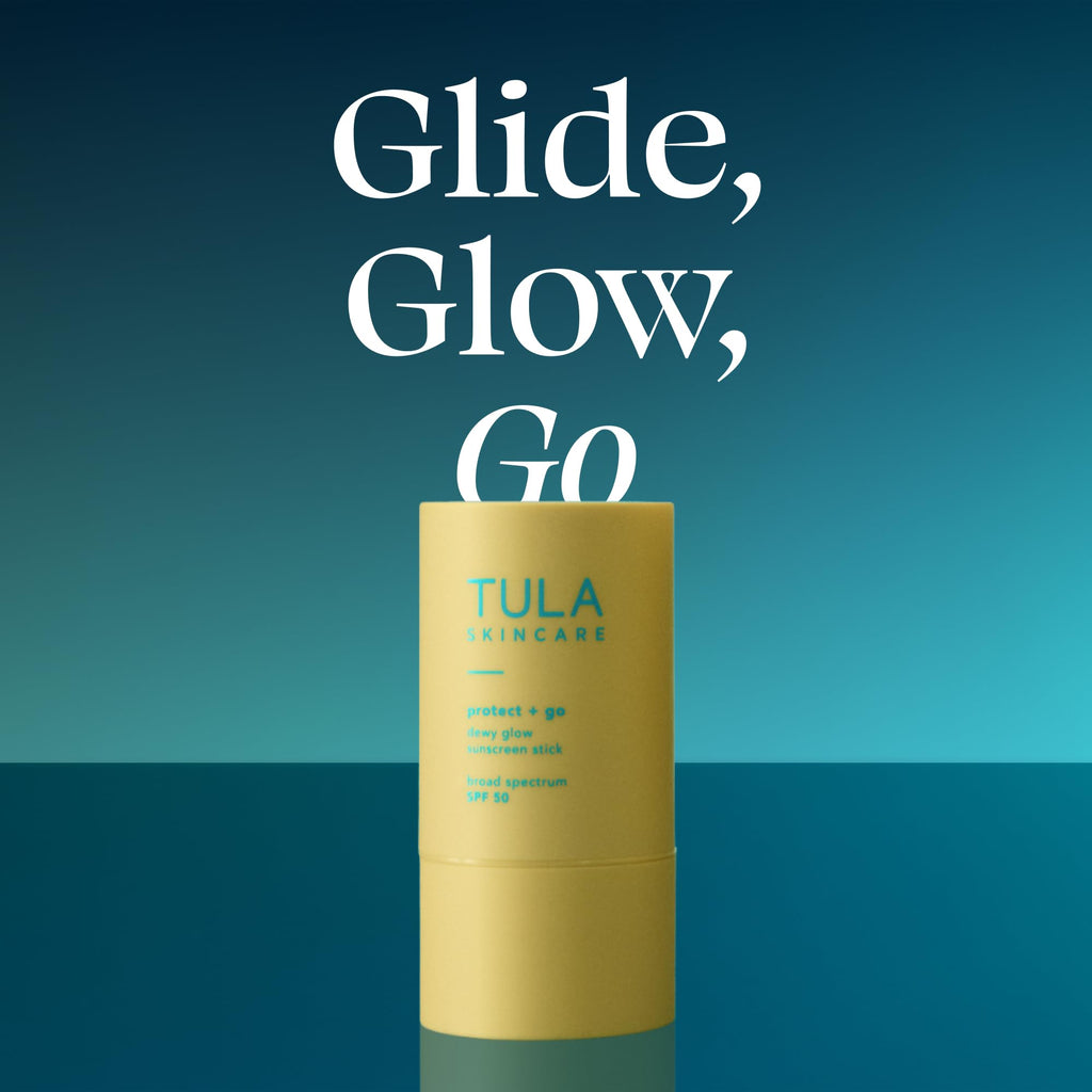 TULA Skin Care Protect + Glow Daily Sunscreen Stick Gel Broad Spectrum SPF 30 - Non-Greasy, Non-Comedogenic & Reef-Safe with Pollution & Blue Light Protection, Supersize, 3.38 oz