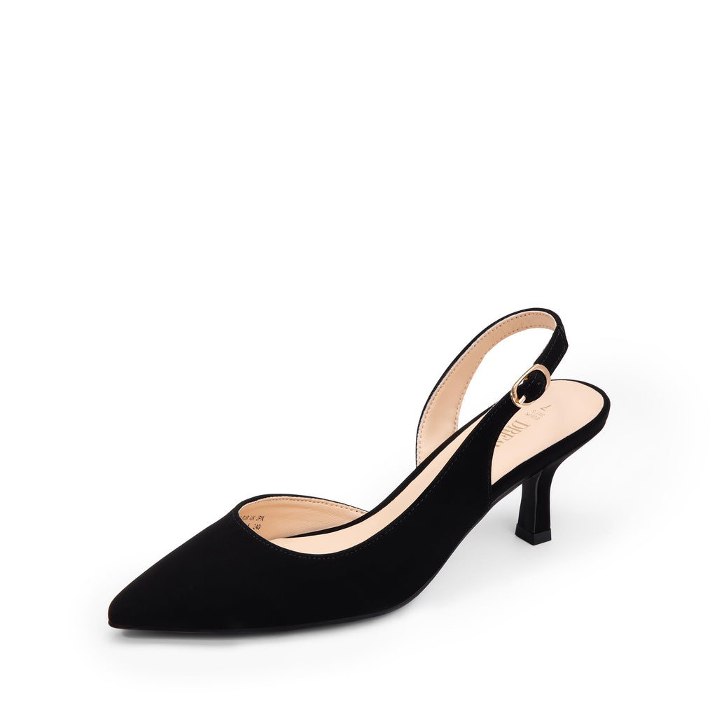 DREAM PAIRS Women's Kitten Heels Slingback Closed Pointed Toe Low Pumps Shoes Women Party Wedding Sexy Casual Dress Shoes,Size 8,Black-Nubuck,SDPU2454W