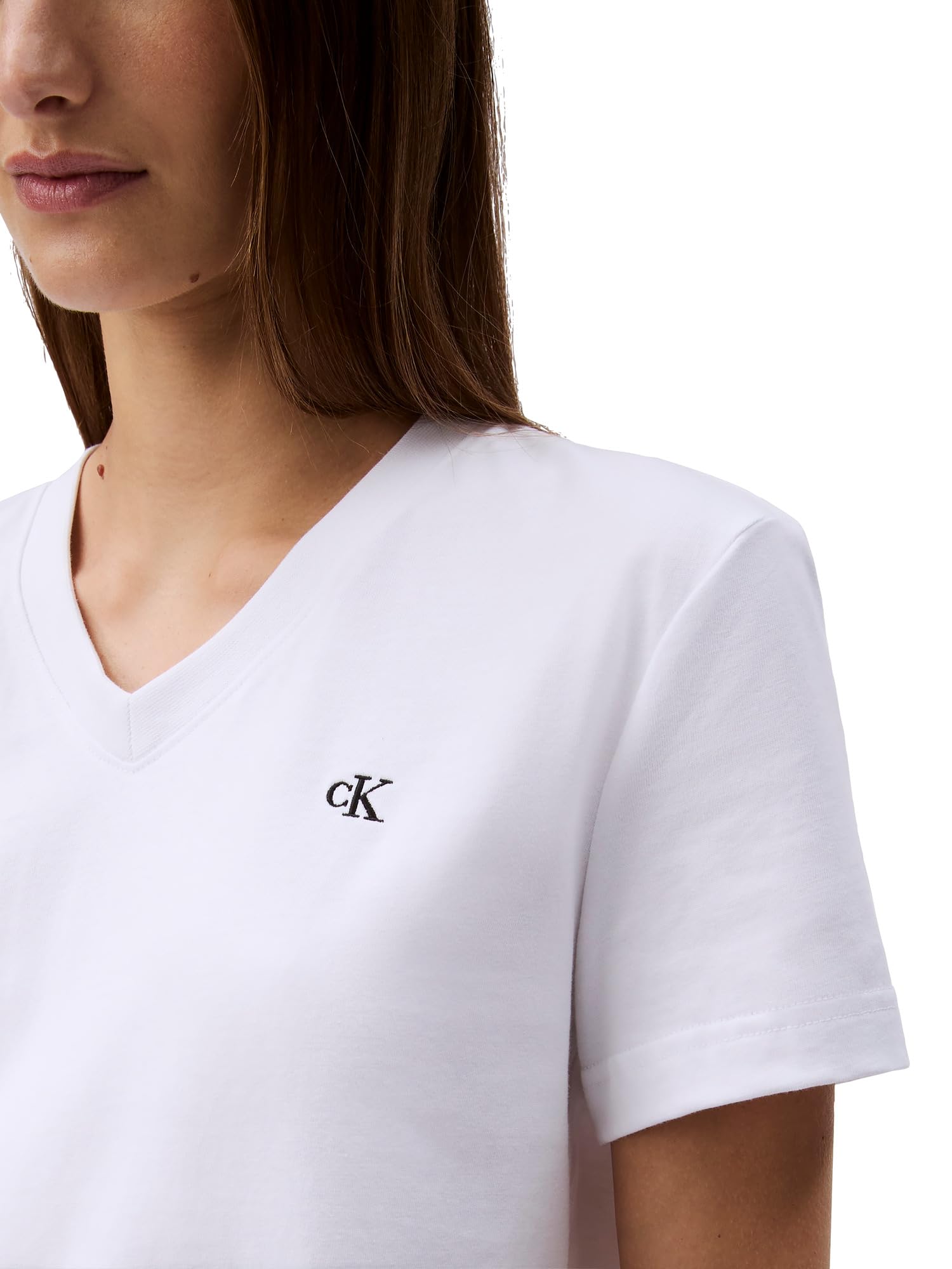 Calvin Klein Women's Archive Logo V-Neck T-Shirt Brilliant White