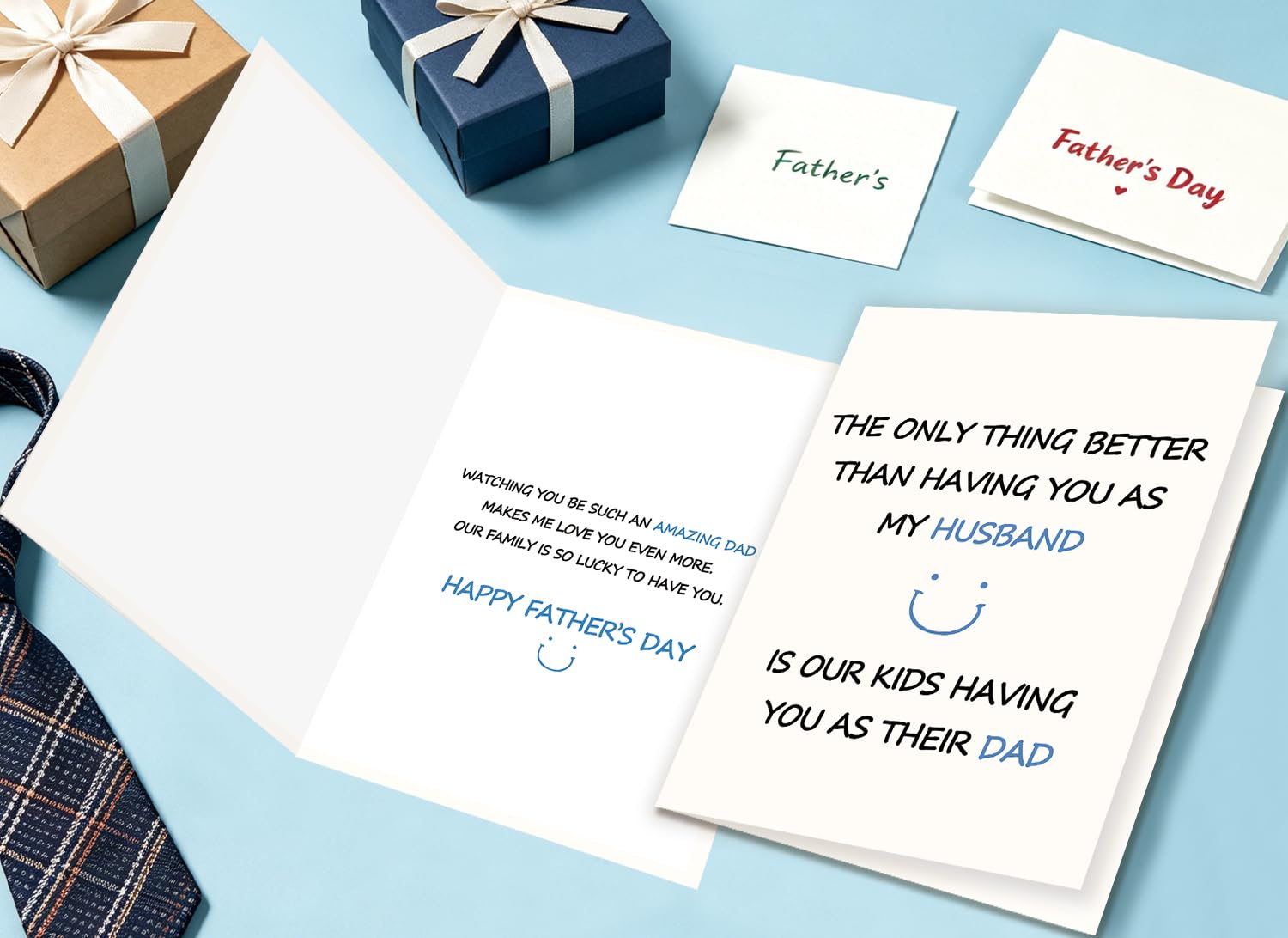 OJsensai Father's Day Card Gifts for Husband from Wife, Husband and Father Appreciation Card from Kids Family, Sweet Family Love Fathers Day Gift Idea