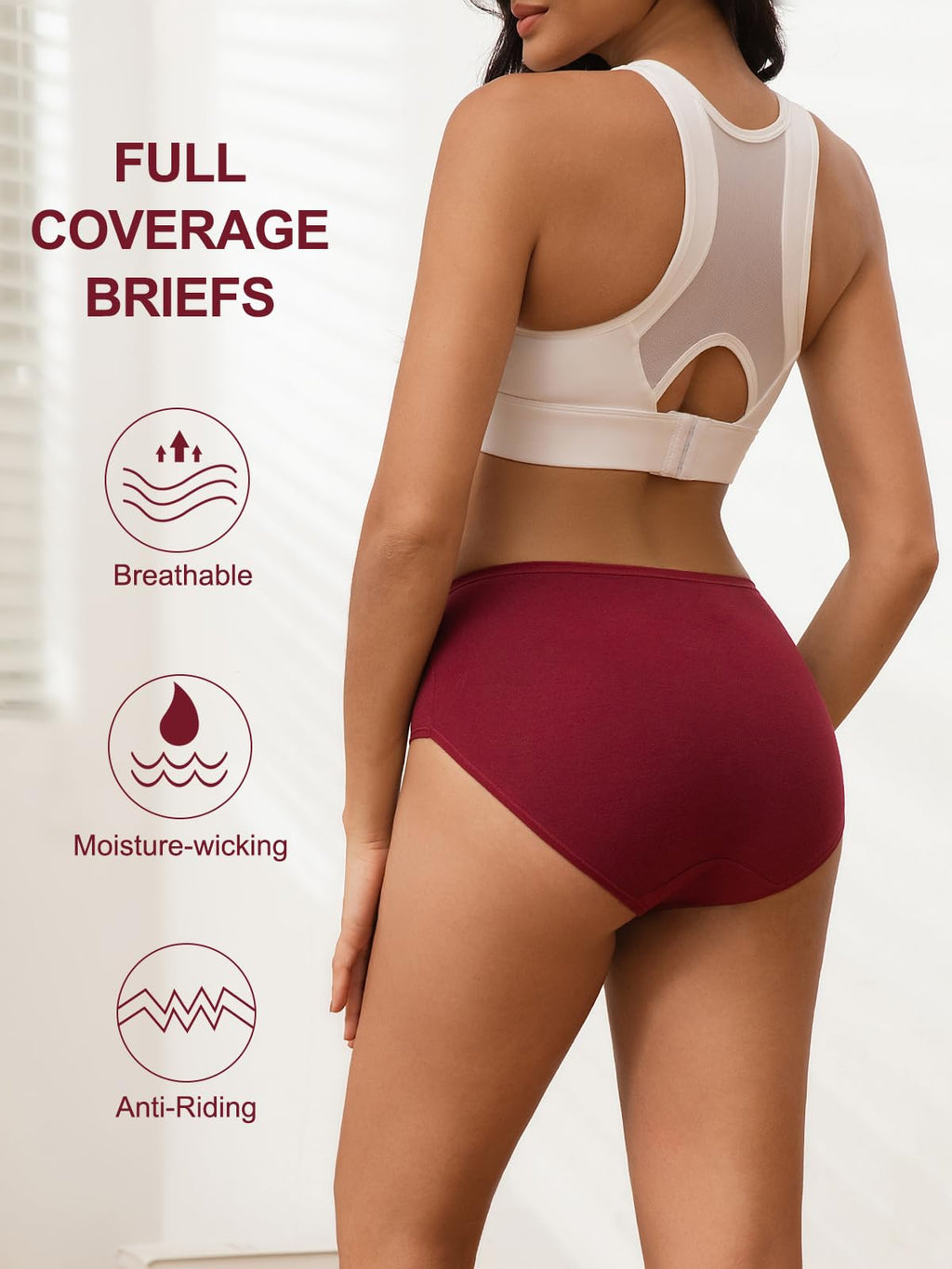 Vevmon Cotton Underwear for Women High Waisted Full Coverage Briefs Soft Ladies Panties 5 Pack (US, Alpha, Large, Regular, Regular, A-5 Pack 5 Colors)