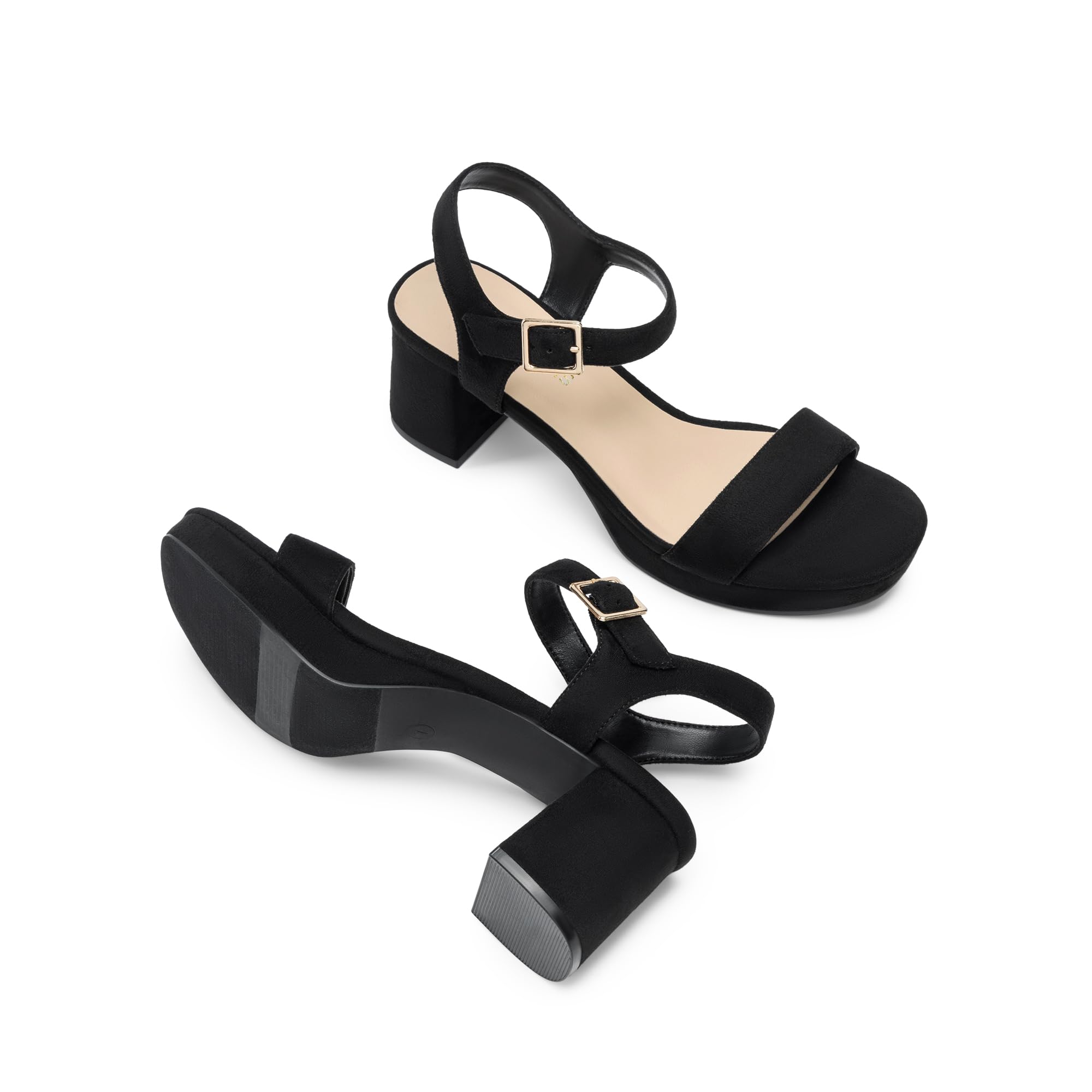 DREAM PAIRS Women's Platform Heels Block Chunky Open Toe Ankle Strap Heel Fashion Wedding Party Dress Sandals Shoes,Size 7,Black-Suede,DWUMHS2507
