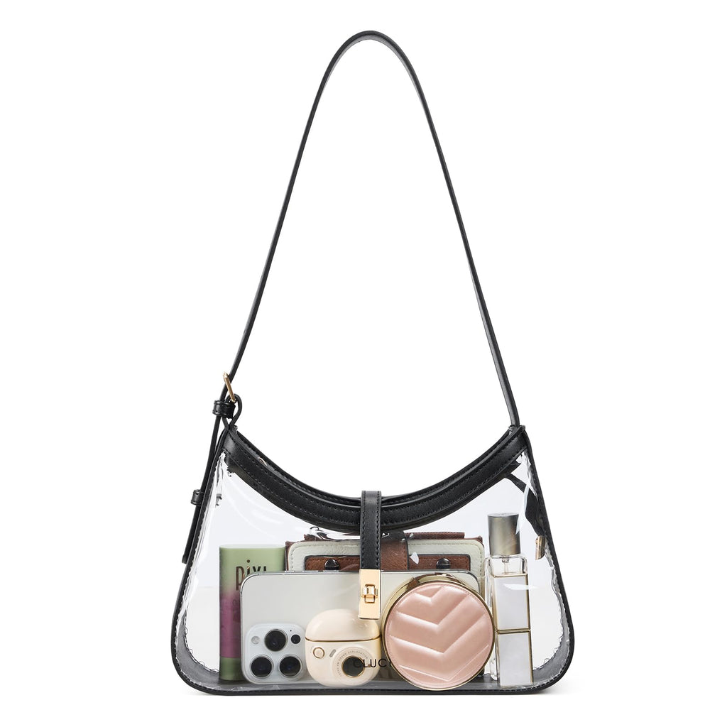 CLUCI Clear Bag for Stadium Events, Clear Purses for Women, Shoulder Bag Hobo Handbag with Adjustable Strap