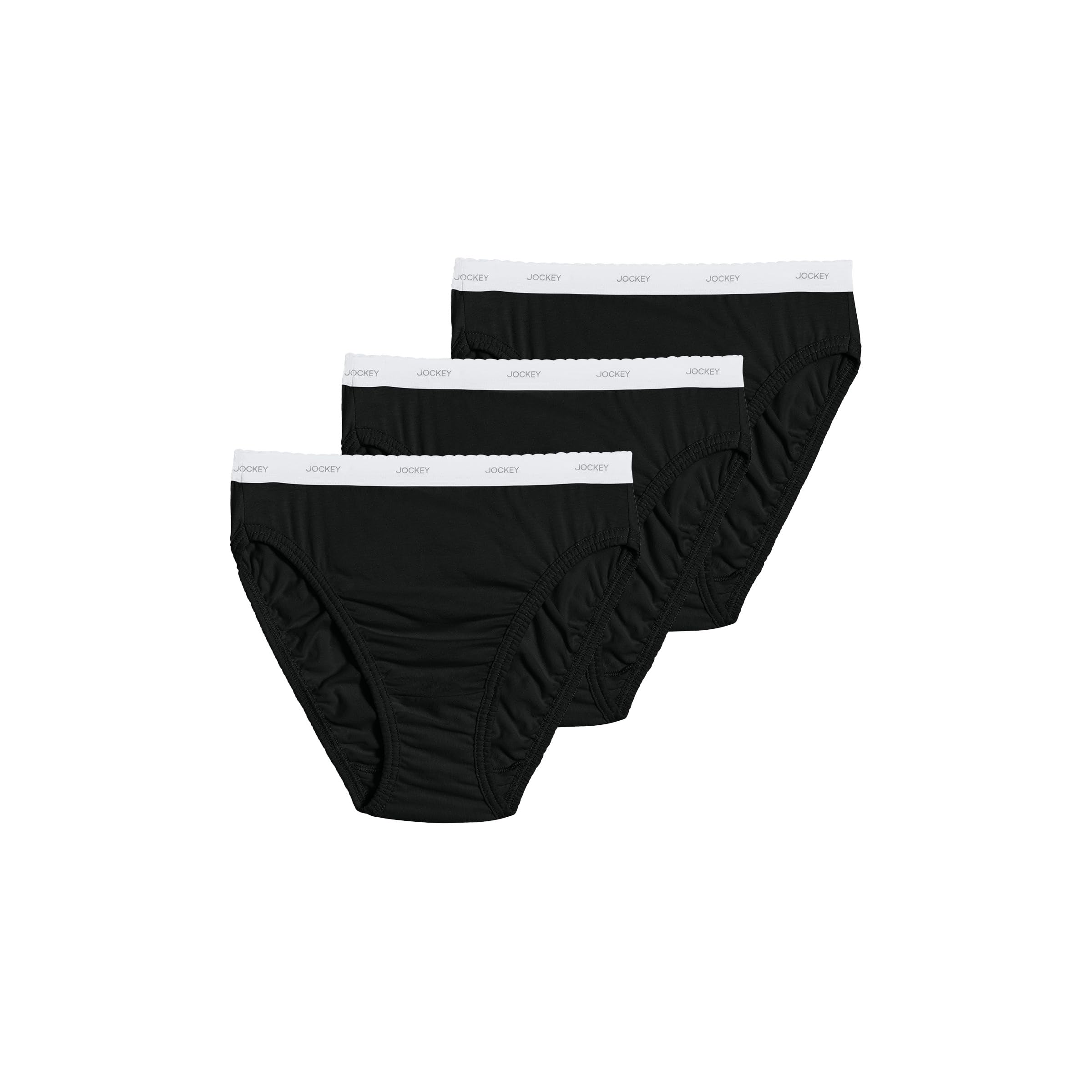Jockey Women's Underwear Plus Size Classic French Cut - 3 Pack, Black, 9