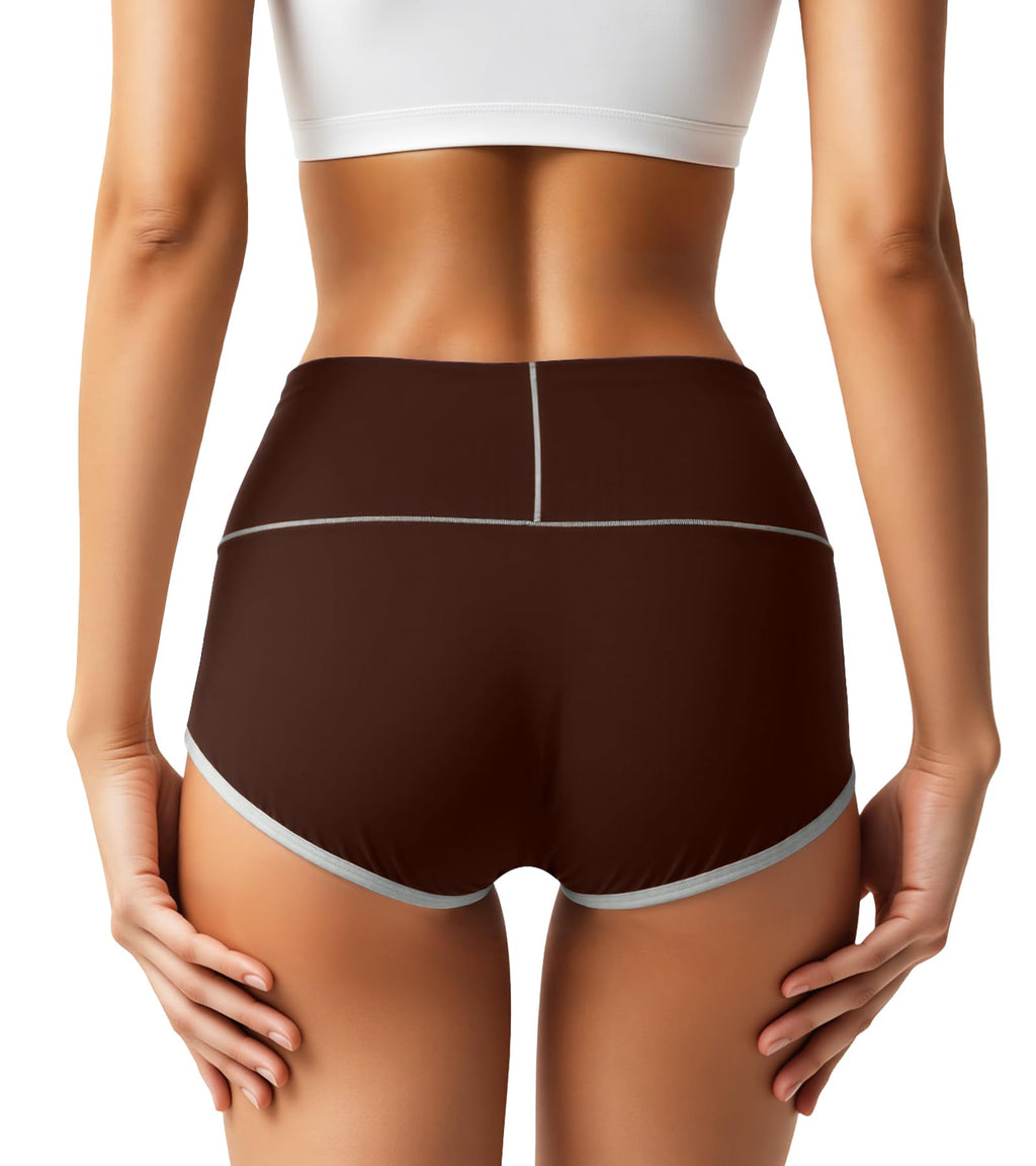 Eadflie Cotton Underwear for Women High Waisted Briefs Stretch Soft Ladies Panties Full Coverage Underpants 5 Pack - Black/Coffee Brown/Camel/Deep Apricot/Heather Gray/S