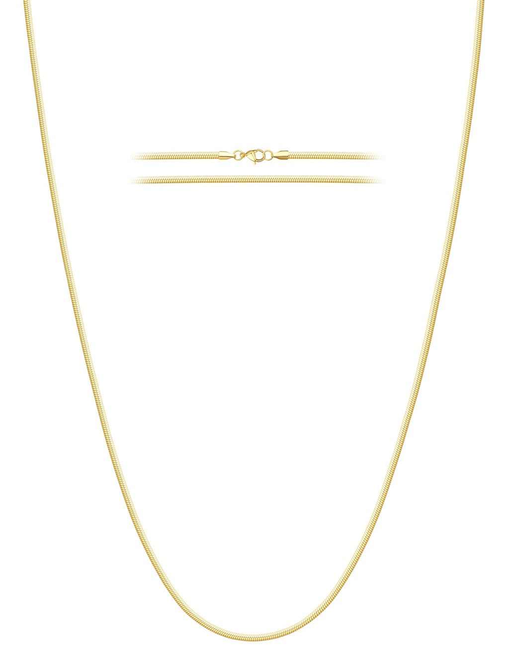 WomenGifts 14K Gold Plated Snake Chain Necklace for Women Men, 316L Stainless Steel Herringbone Flat Link Chain, Waterproof Non-Tarnish High Polished Jewelry, Minimalist Layering Choker for Gift