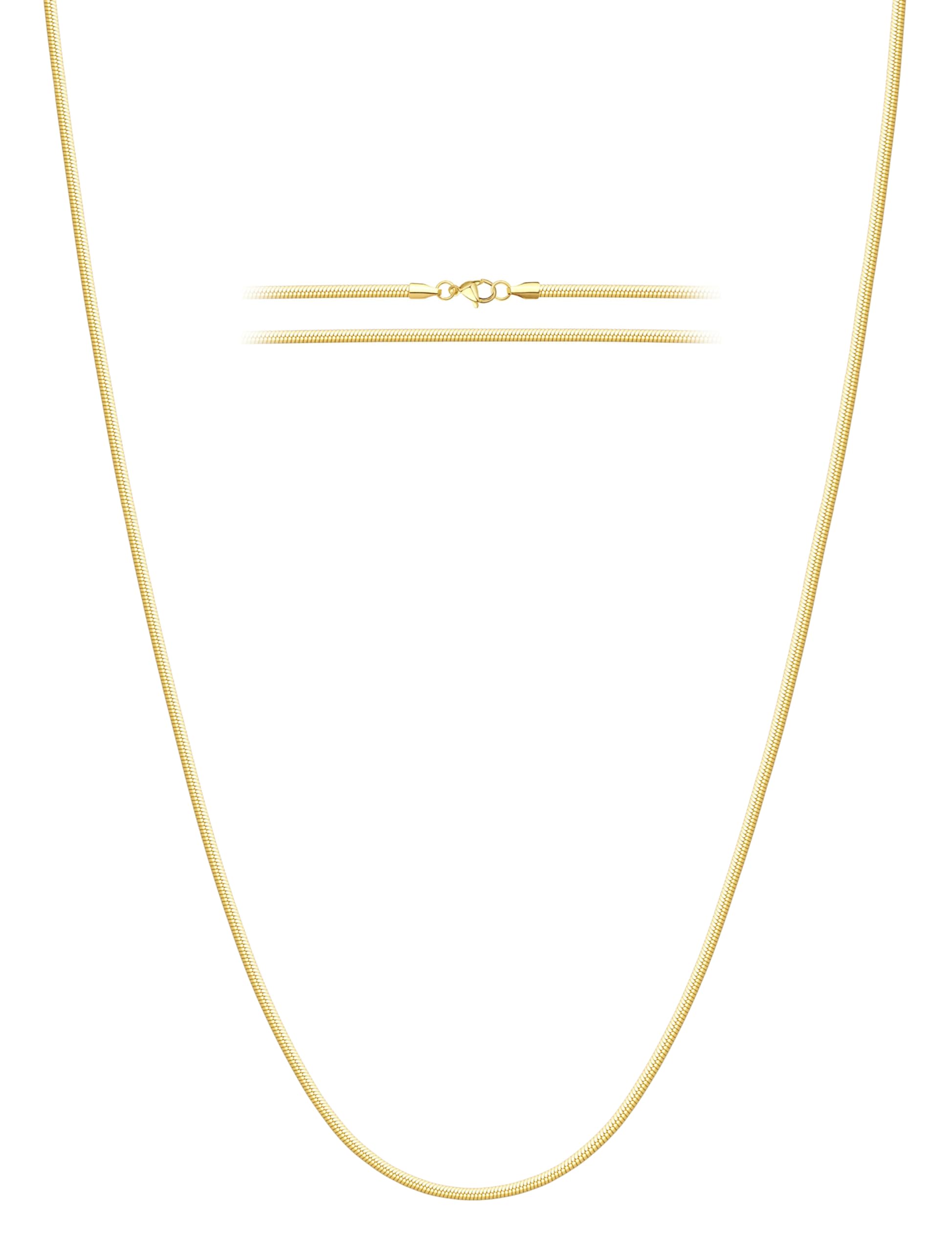 WomenGifts 14K Gold Plated Snake Chain Necklace for Women Men, 316L Stainless Steel Herringbone Flat Link Chain, Waterproof Non-Tarnish High Polished Jewelry, Minimalist Layering Choker for Gift
