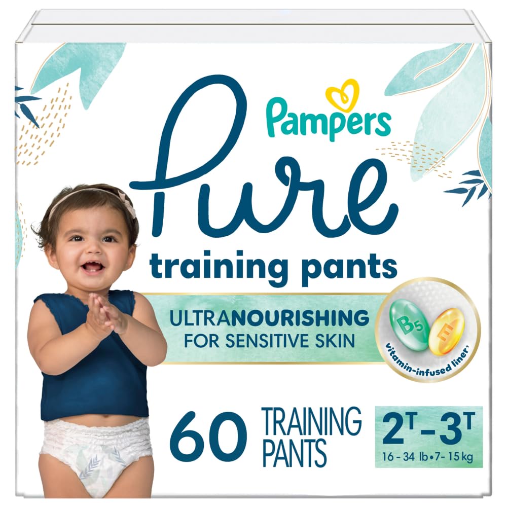 Pampers Pure Protection Training Underwear, Unisex, Size 2T3T, 60 Count, Premium, Hypoallergenic, Soft, Absorbent