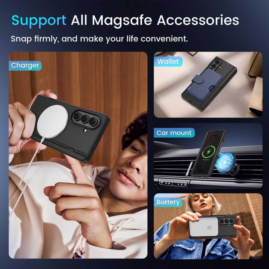 Magnetic for Samsung Galaxy Z Fold 8 Ultra Case with Hidden Kickstand Black