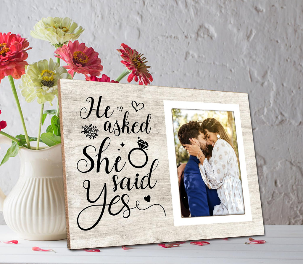 Itsoly Personalized Photo Frame, Wedding Engagement Picture Frame, Engagement Gifts for Couple, Newly Engaged Couples,Engaged Gift for Her, Valentines Gifts