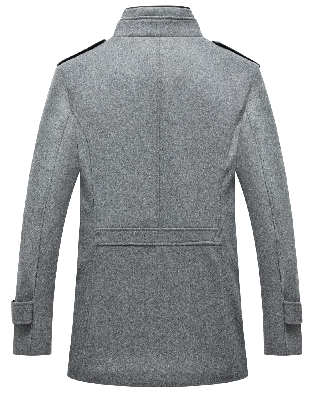 chouyatou Men's Winter Stylish Wool Blend Single Breasted Military Peacoat (Medium, Solid-Grey)