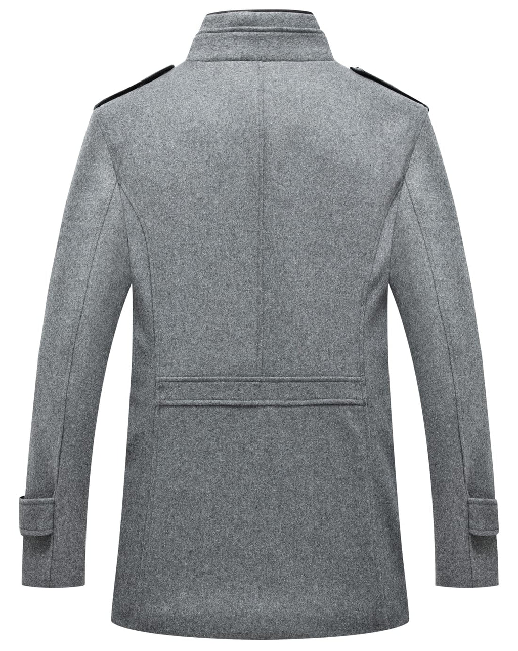 chouyatou Men's Winter Stylish Wool Blend Single Breasted Military Peacoat (Small, Solid-Grey)