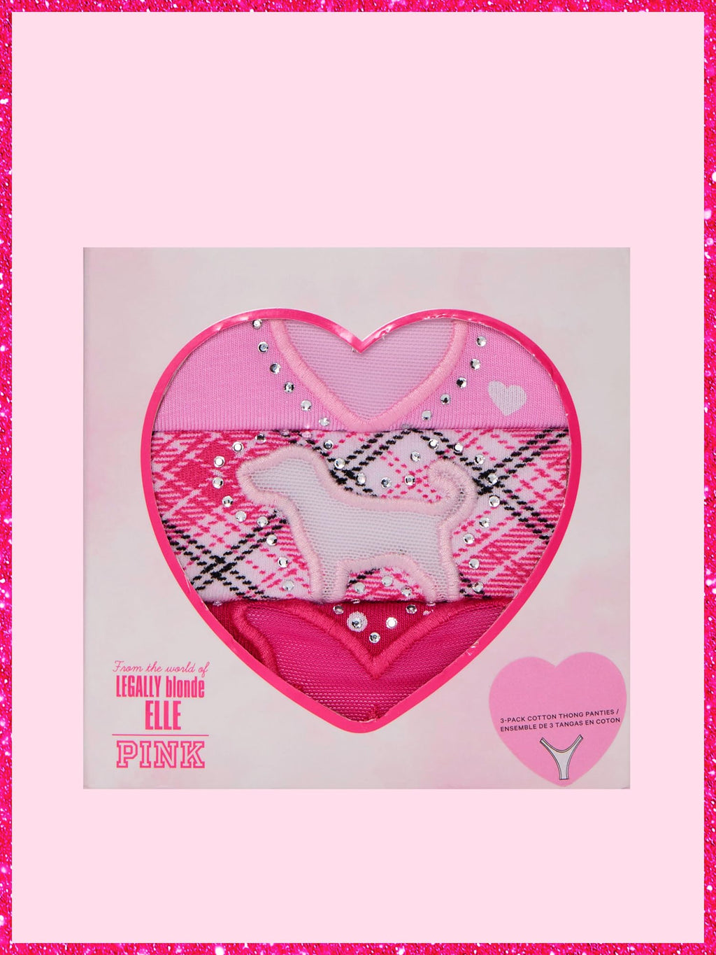 Victoria's Secret PINK | Elle 3-Pack Cotton Thong Panties, Elle Pink Pack, M