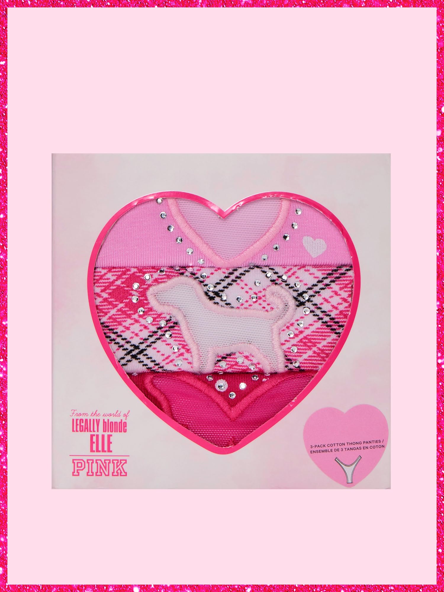 Victoria's Secret PINK | Elle 3-Pack Cotton Thong Panties, Elle Pink Pack, M