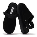 Project Cloud Kids Clogs Genuine Leather with Back Strap - Memory Foam & Lightweight Slip-on Boys and Girls Sandals Adjustable Straps & Non-Slip Clogs for Kids Sandals(LilGoldstar, BLKSUEDE, 10)