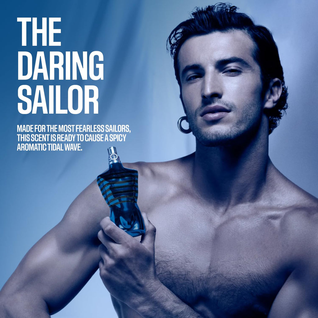 Jean Paul Gaultier Le Male In Blue Eau de Parfum for Men - Long Lasting Spicy Aromatic Men's Cologne with Blue Lavender, Anise & Benzoin - Limited Edition Designer Spray, 4.2 oz