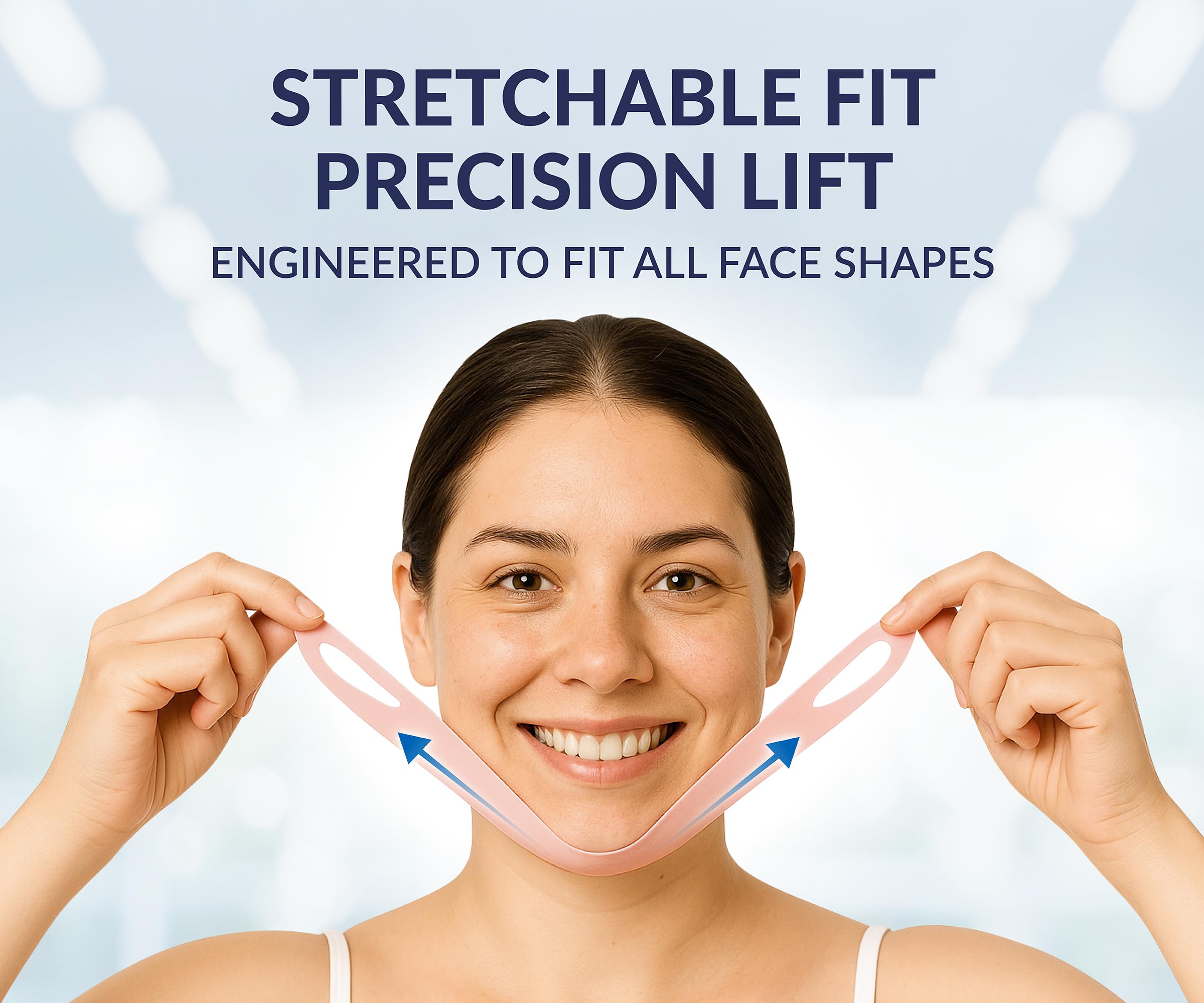 Stylia V Line Lifting Collagen Mask - Lift, Firm & Contour Jawline - Tightening Double Chin Strap with Hyaluronic Acid & Aloe - Neck Tightening and Lifting Mask - Jawline Shaper Face Lift Tape (10PC)