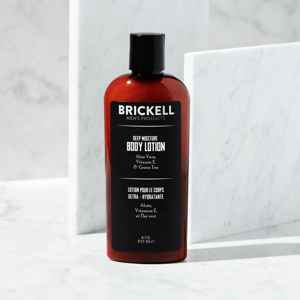 Brickell Men's Deep Moisture Body Lotion for Men, Protects and Hydrates Dry Skin, With Aloe, Vitamin E, and Jojoba Oil, 8 Ounce, Scented