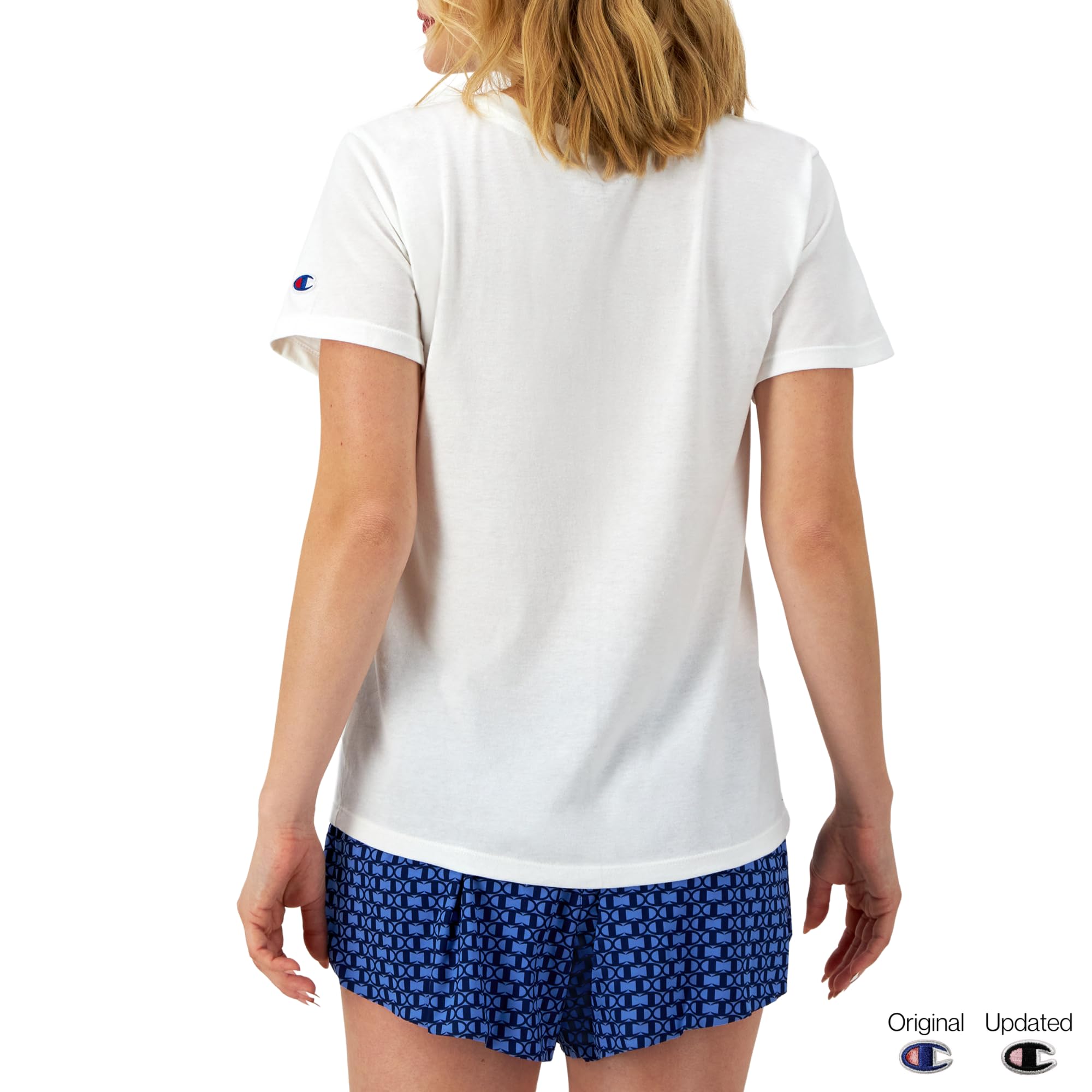 Champion womens Classic Tee, Script Logo T Shirt, White-y08113, Medium US