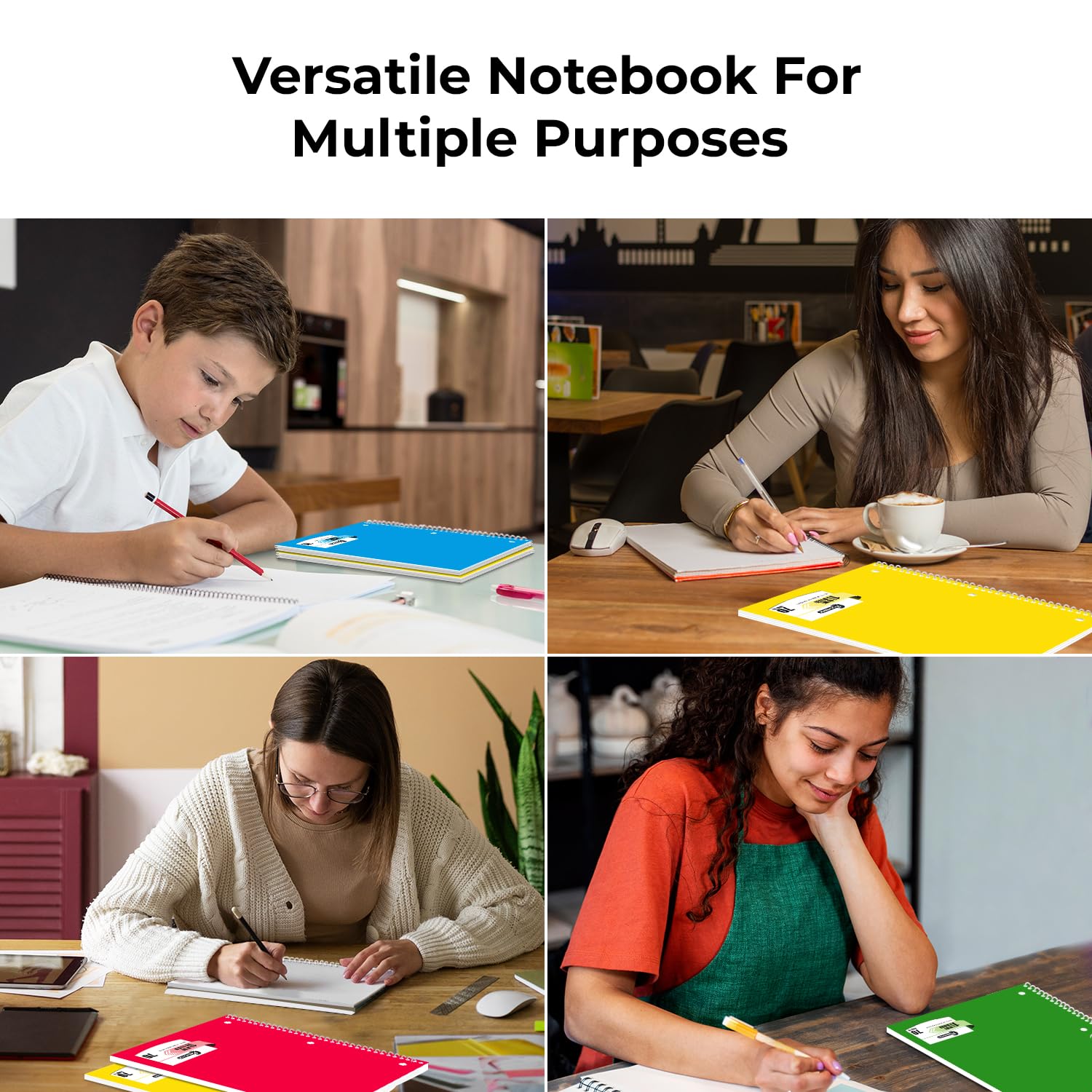 Rosmonde 12 Pack Spiral Notebooks, 1 Subject Notebook, Wide Ruled, Assorted