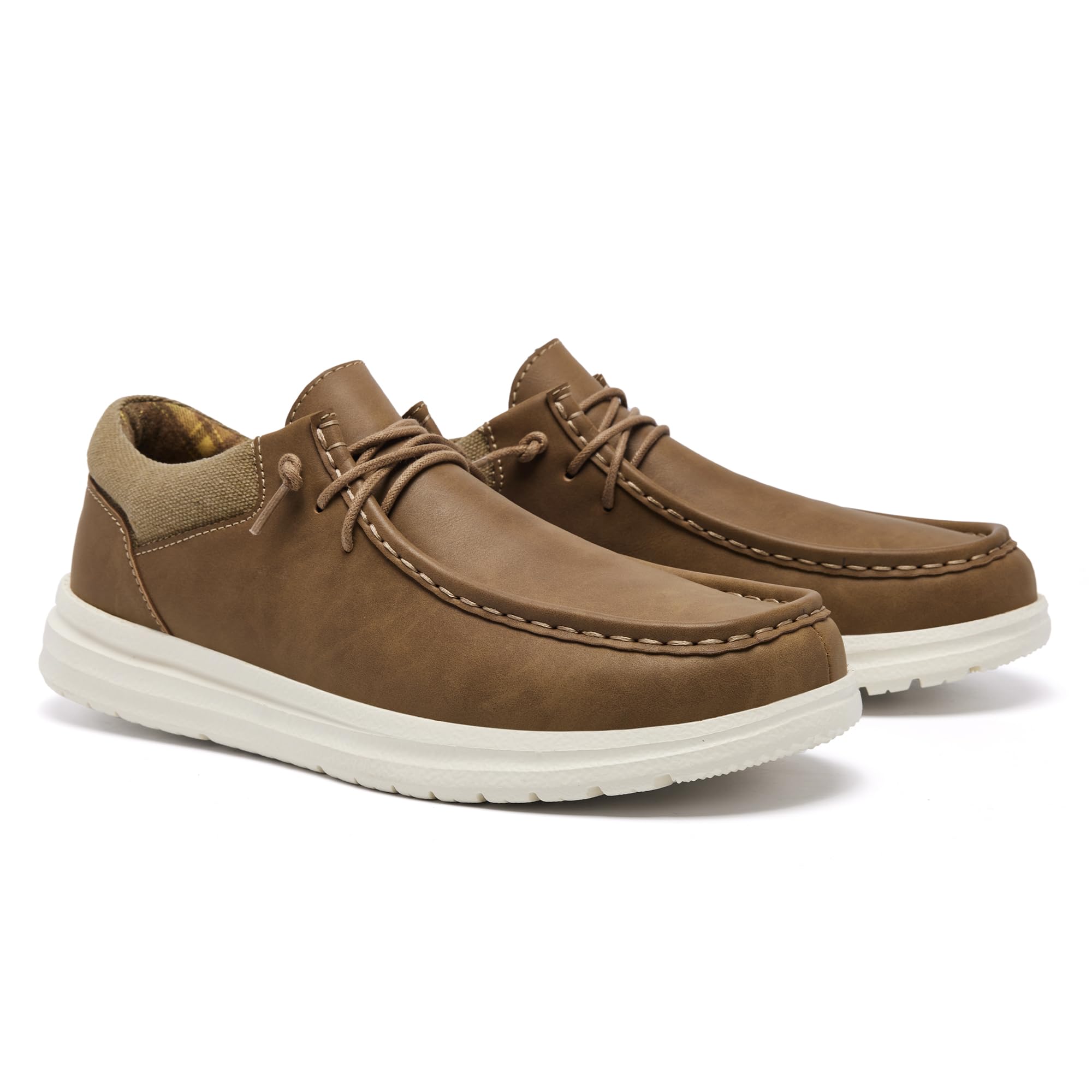 FW FRAN WILLOR Mens Wide Shoes Width Toe Box Slip-on Loafers Casual Walking Shoes for Men Light Brown