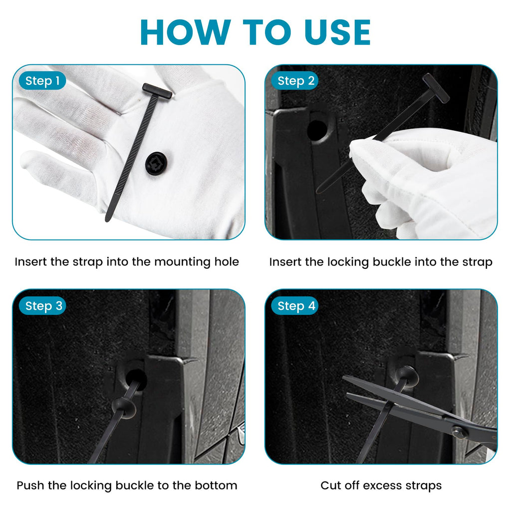 100 Pcs Nylon Universal Cable Tie Buckle, Multifunctional Nylon Cable Ties, Plastic Cable Tie Tool Fasteners, Zipper Clips, Suitable for Car Daily Repair (Black)