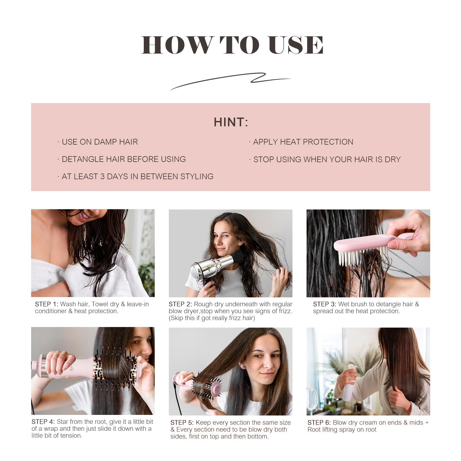 Dual Voltage Travel Hair Dryer Brush, Mini Hot Air Brush Styler & Dryer for European Travel, Hair Trends Nano Titanium 2 Inch One Step Hair Dryer and Styler Volumizer Oval Shape
