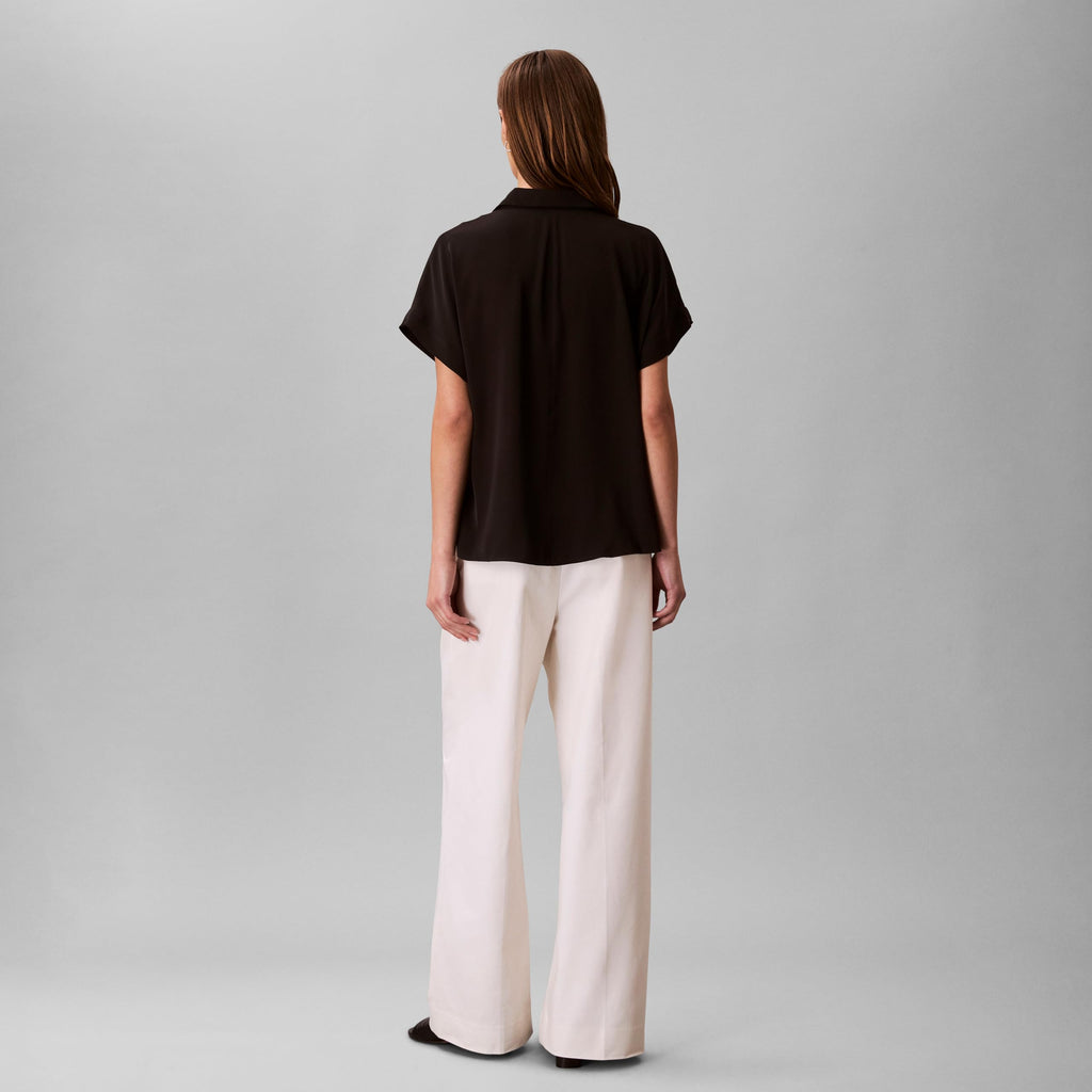Calvin Klein Women's Satin Short Sleeve Top Black