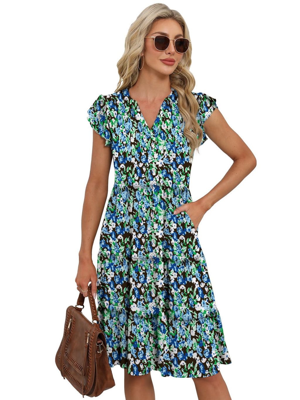 Summer Dresses for Women 2026 Elegant Classy Denim Dress Linen Business Casual Airy Skirt Plus Size T Shirt Midi Beach Clothes Boho Maxi Sundresses Fall Fashion Must Haves Blue Flower X-Large