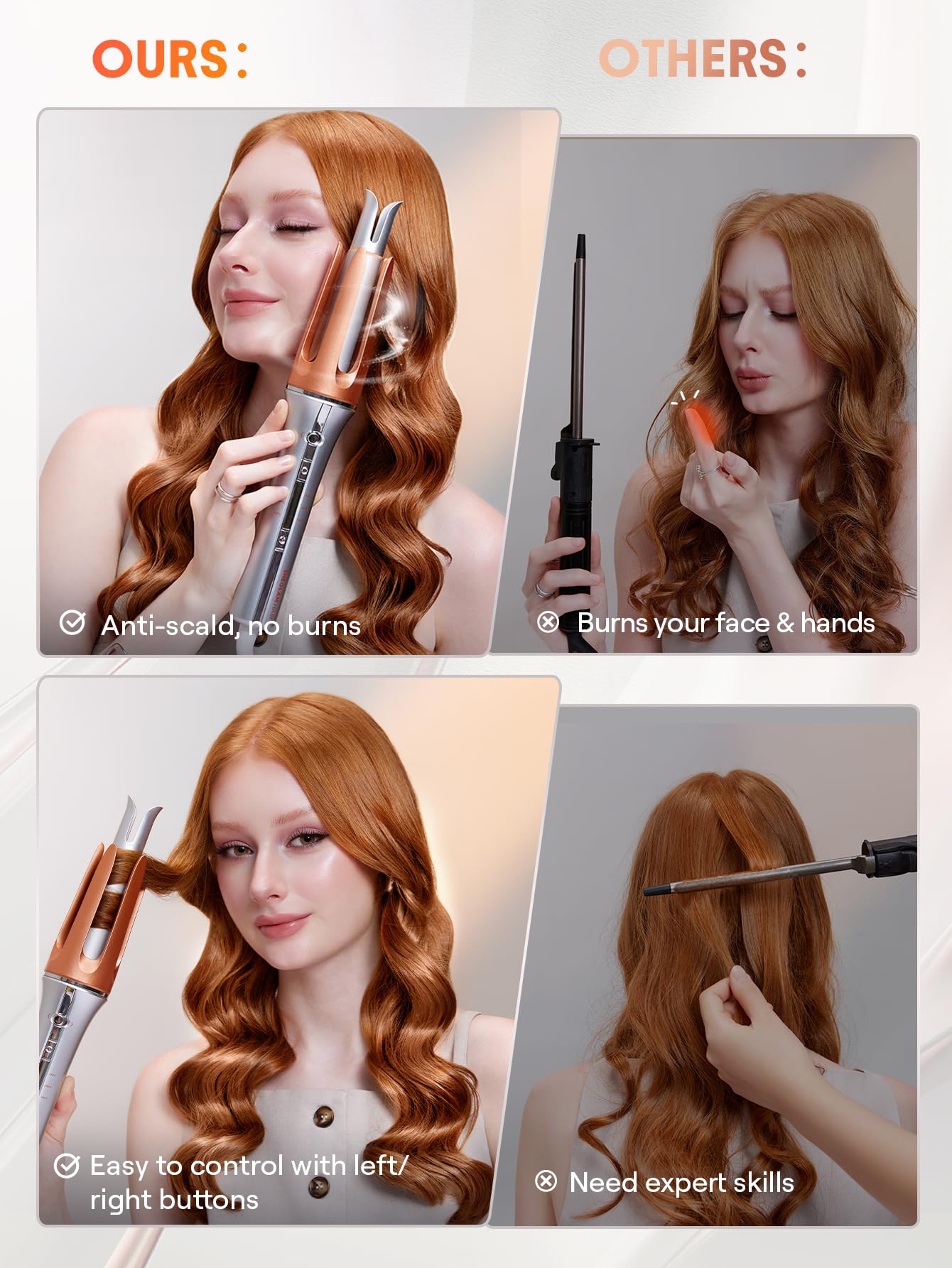 SHEGLAM Curling Iron Automatic Gift for Woman (Gold, 1 inch)