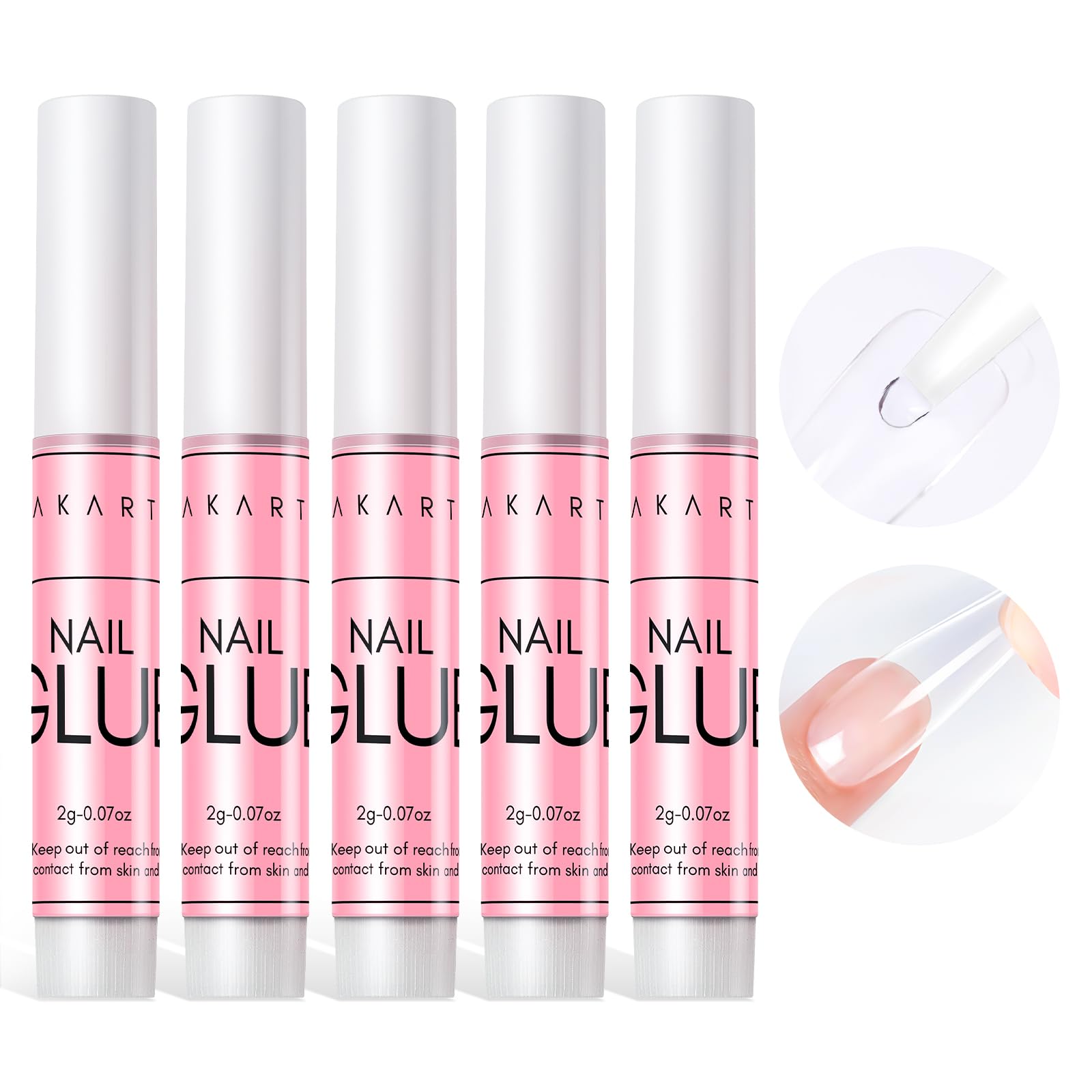 Makartt Super Strong Nail Glue for Press On Nails- Acrylic Nails Nail Tips Glue for Stick On Nails Long Lasting for Fake Nails Broken Nails Repair Professional Nail Adhesive 0.07oz 5Pcs, Hema Free