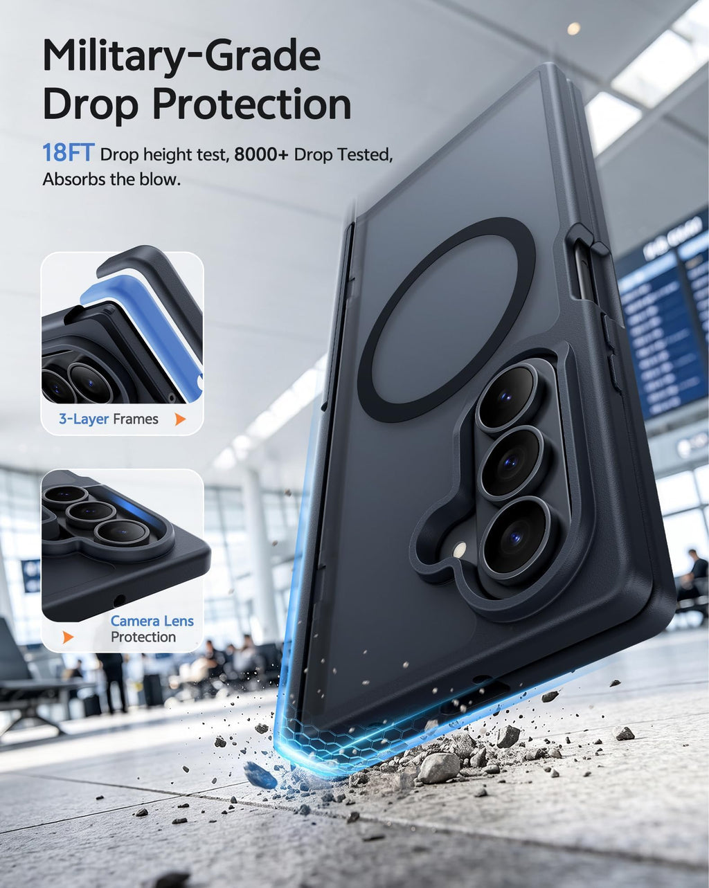 FNTCASE for Z Fold 8 Ultra/Z Fold 7 Case: with Kickstand Hinge Protection