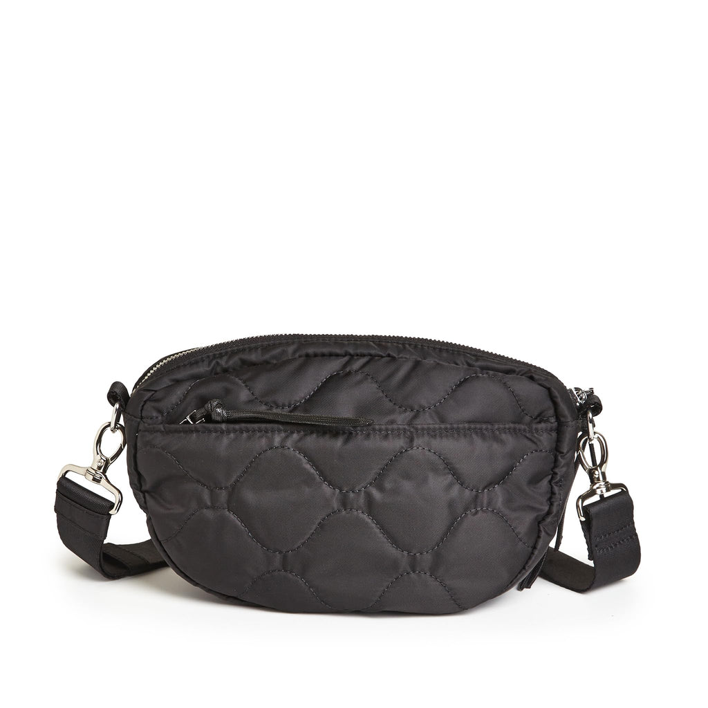 shortyLOVE Small Cruiser Wave Quilted Crossbody Bag - Womens Compact Travel Essential Sling-Purse with 55" adjustable strap