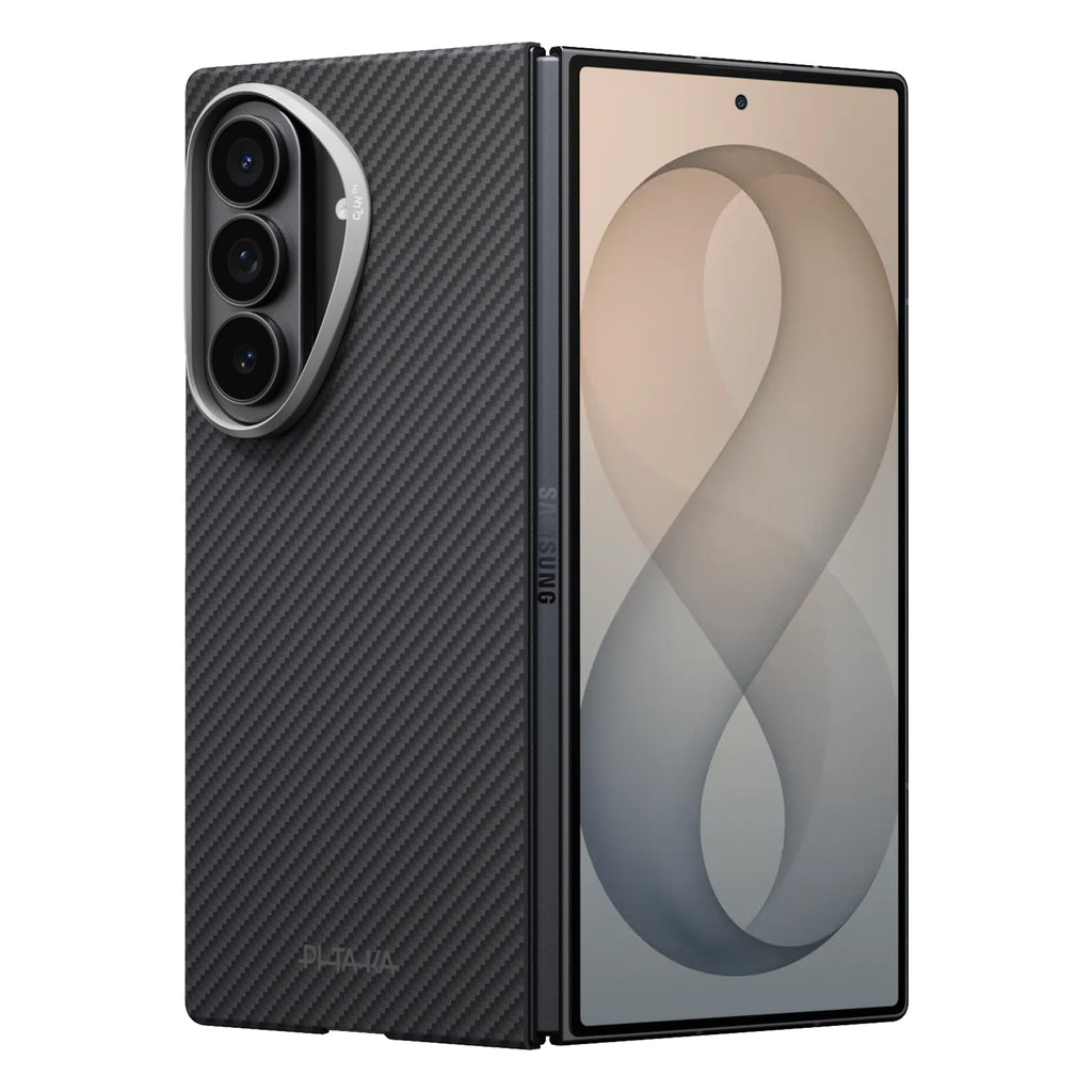 pitaka for Z Fold 8 Ultra Case, Caseless Feeling, Aramid, Black/Grey(Twill)