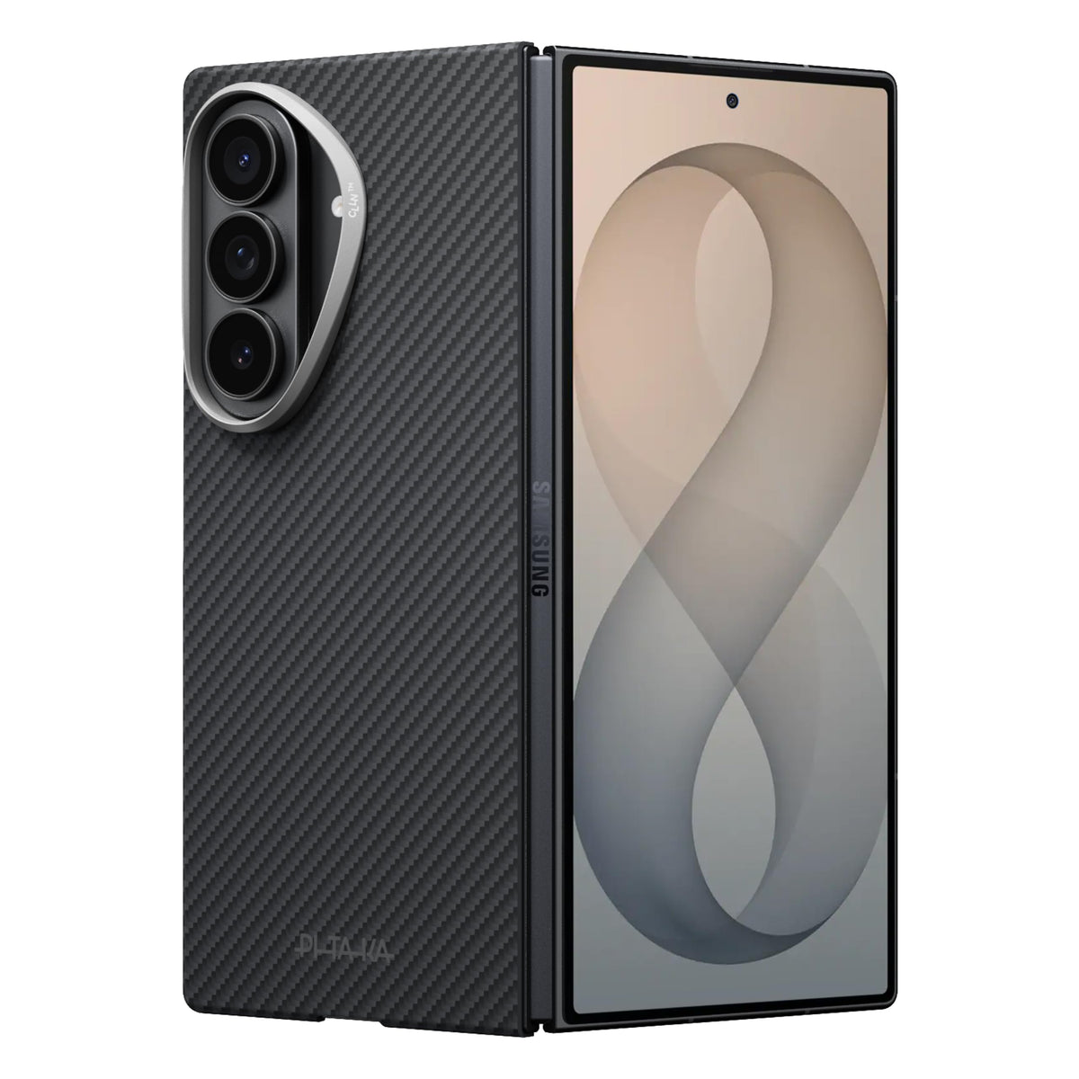 pitaka for Z Fold 8 Ultra Case, Caseless Feeling, Aramid, Black/Grey(Twill)