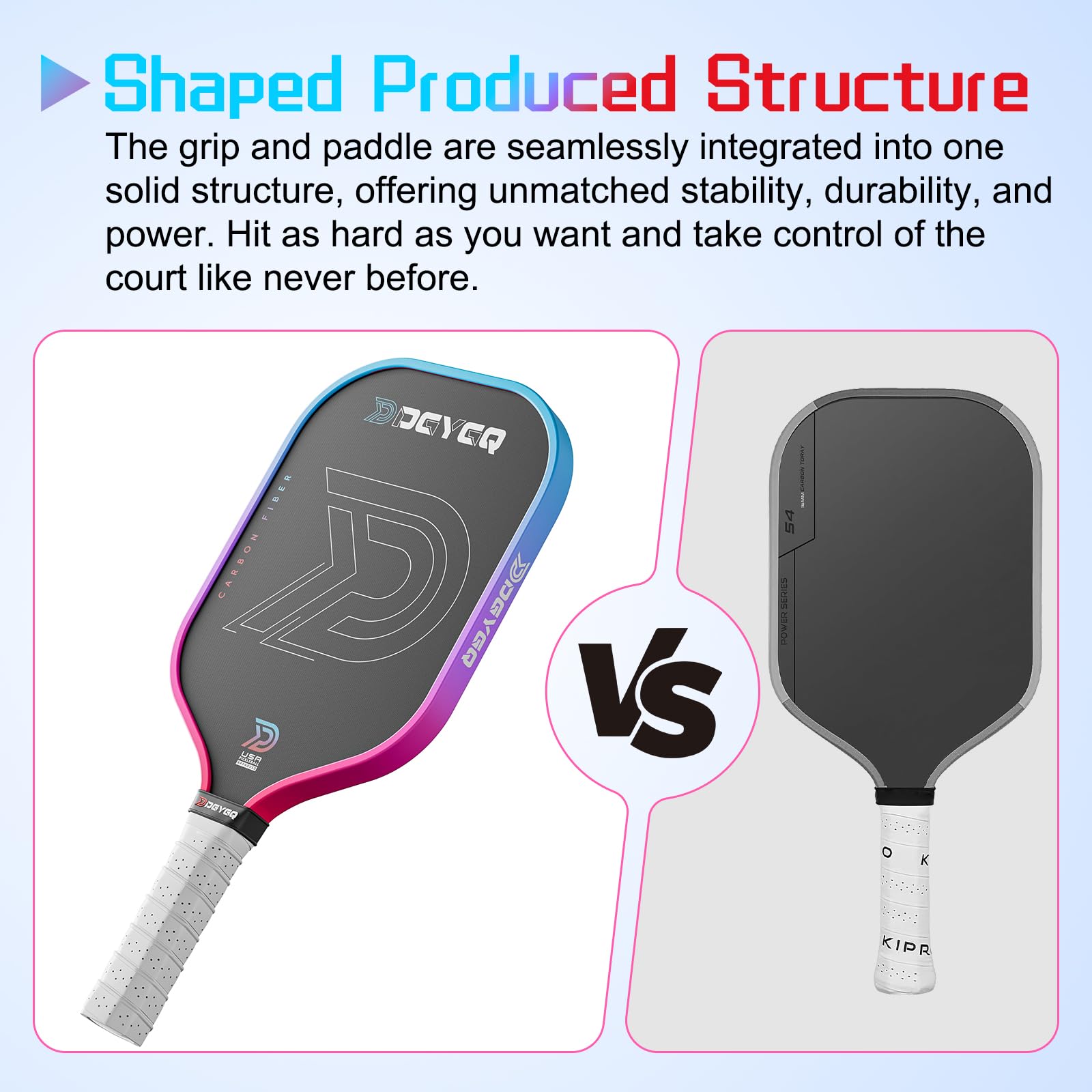 DGYGQ Professional Carbon Fiber Pickleball Paddle-16mm, Superior Control, Strong Power and Forceful Spin with 16mm Honeycomb Core Pickleball Rackets (Red and Blue)