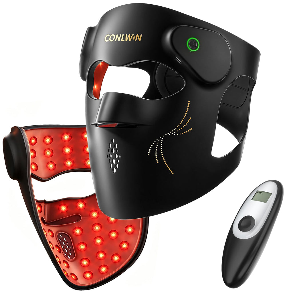 CONLWIN 4D Cordless Red Light Therapy Mask for Face, 9 Modes with 850nm NIR