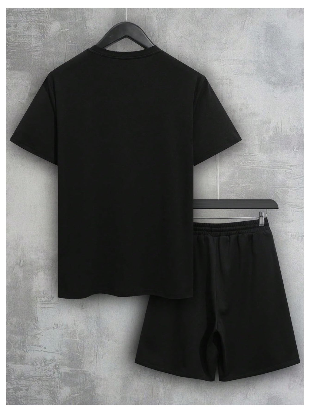 WDIRARA Men's 2 Piece Short Sets Graphic Print Short Sleeve T Shirts and Drawstring Shorts Clothing Set Black Letter X-Large