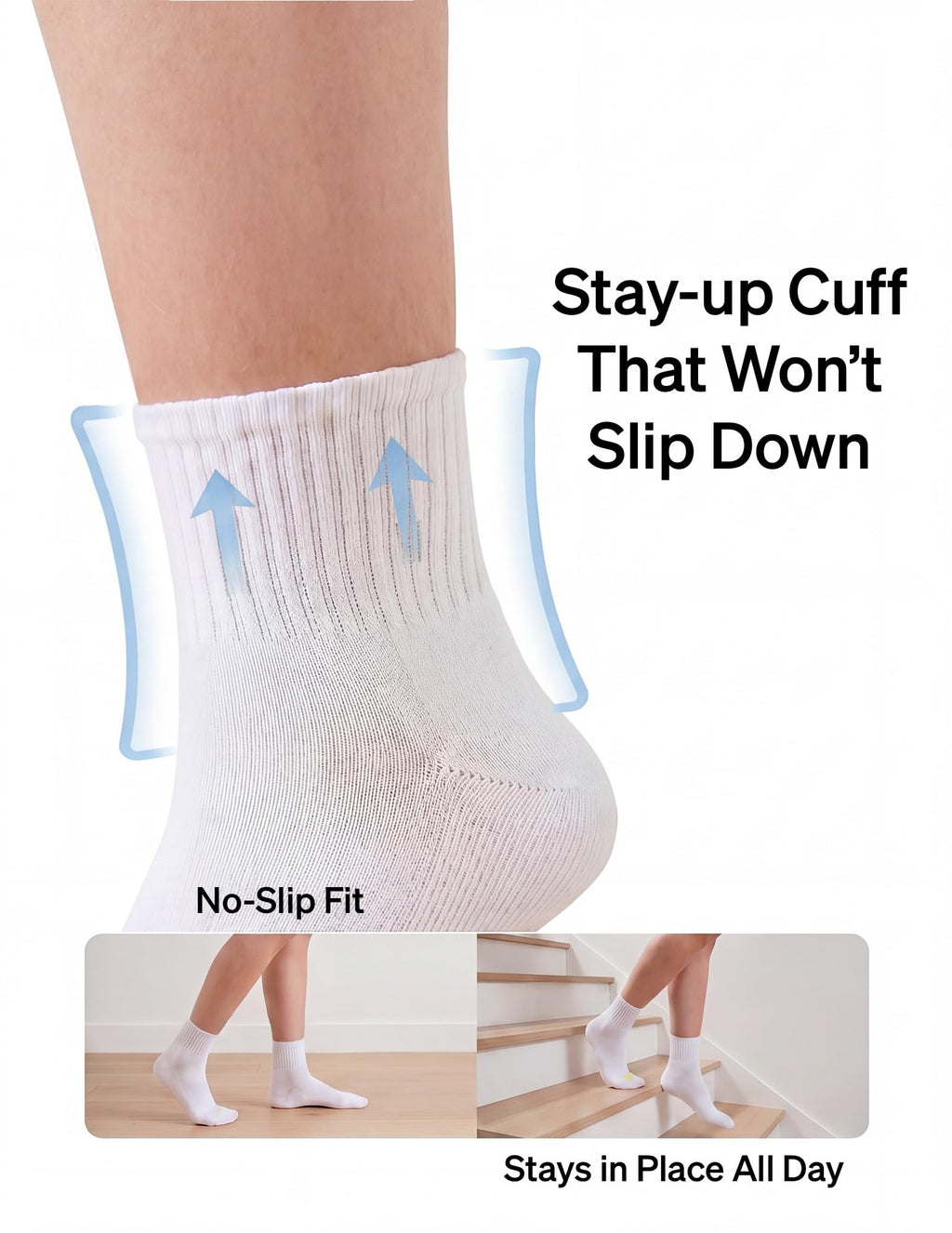 HUE Women's Mini Crew Sock 6 Pair Pack, Mini Crew Socks for Women, White